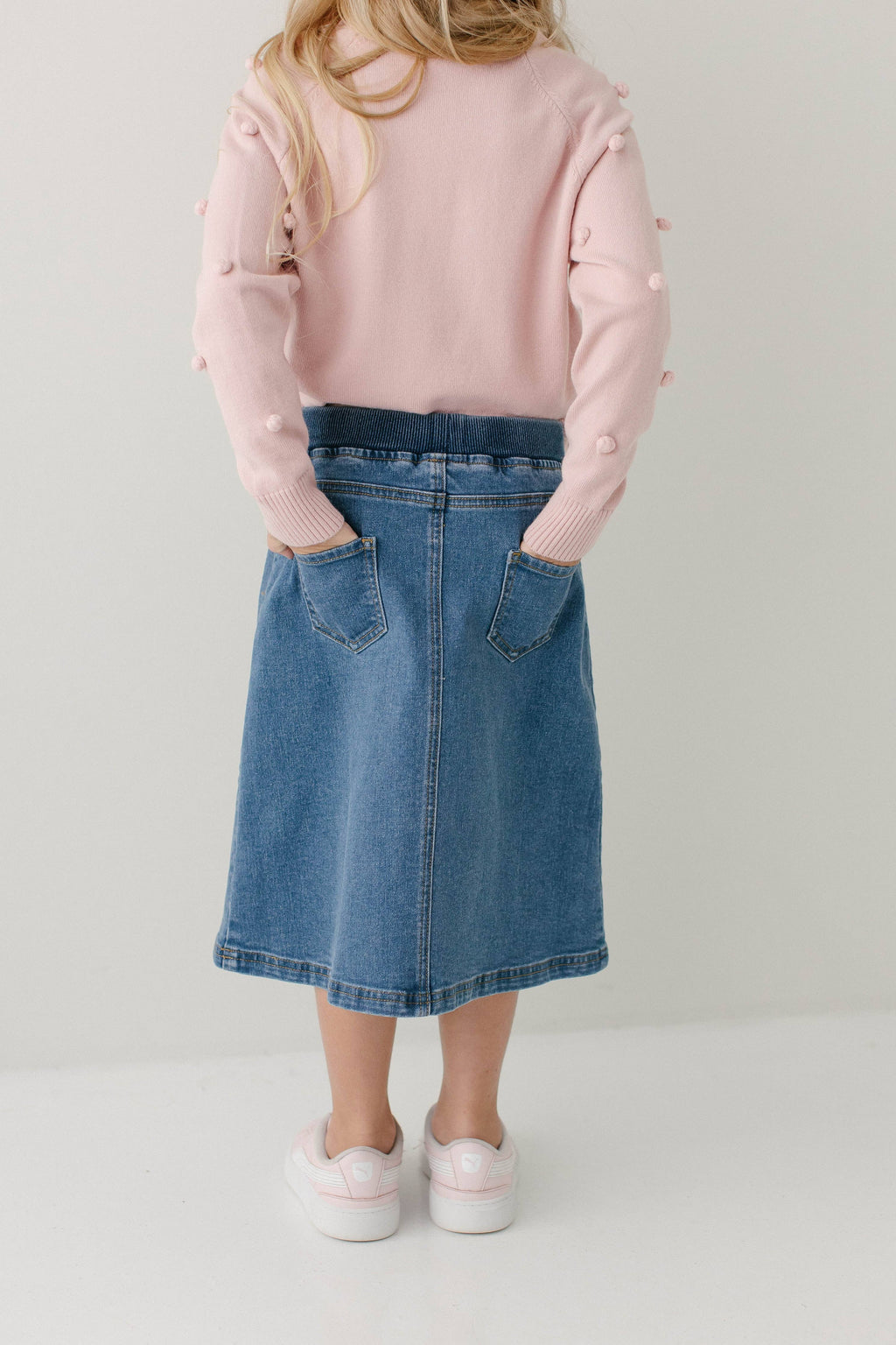 'Ava' Girl Denim Skirt in Medium Wash