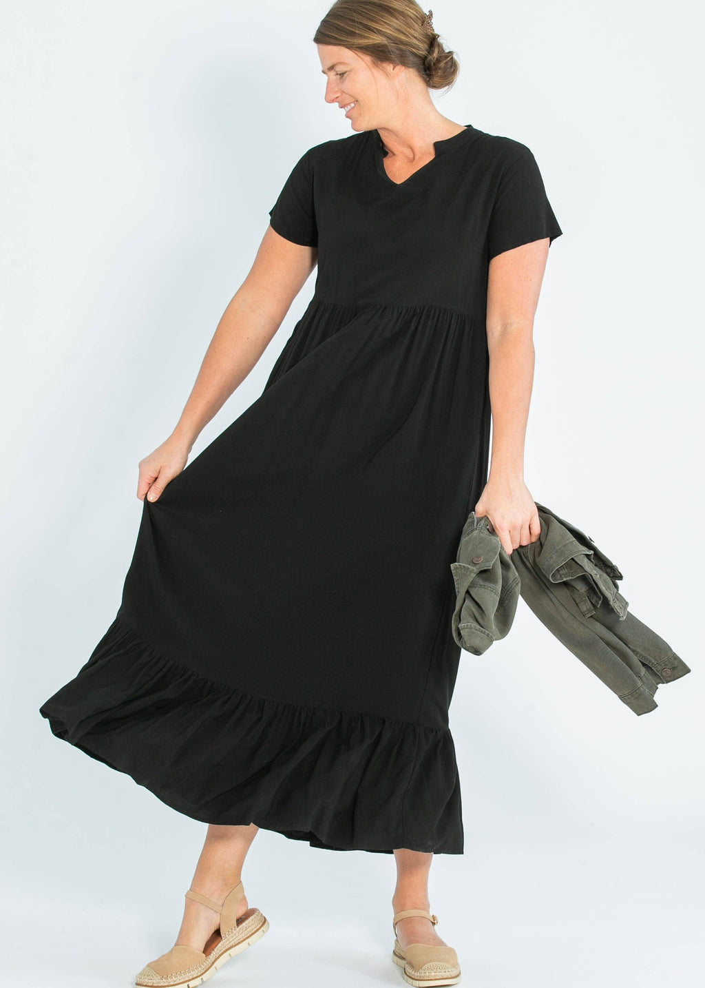 Womens Jaydrien Flutter Sleeve Maxi Dress Summer 2025