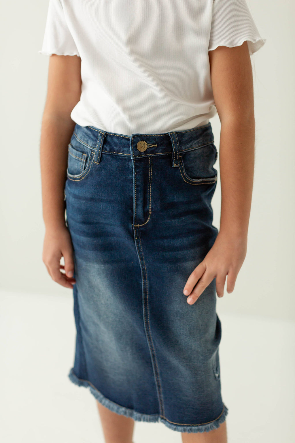 'Nala' Girl Distressed Denim Skirt
