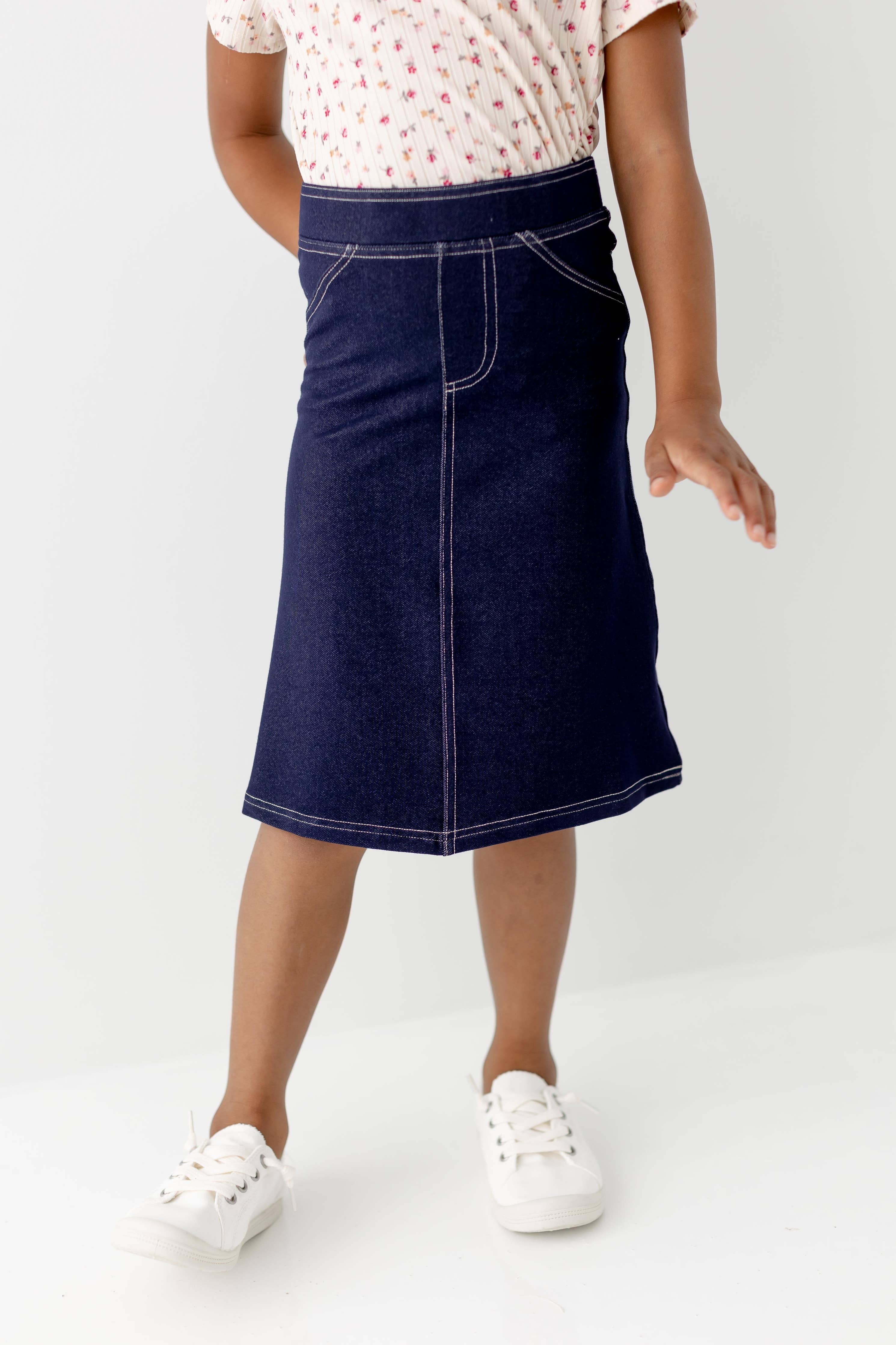 'Piper' Girl Knit Denim Skirt