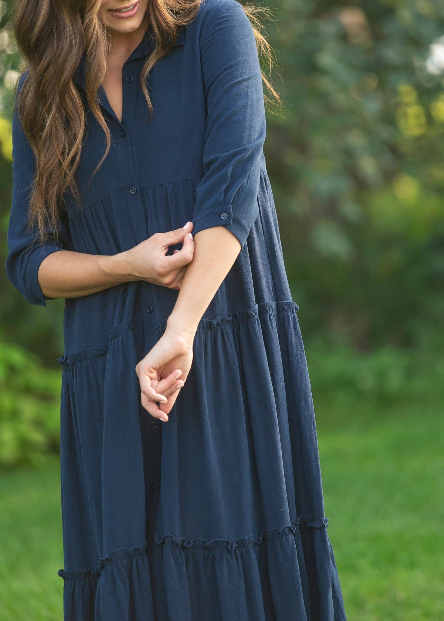 Elsie Button Front Midi Dress