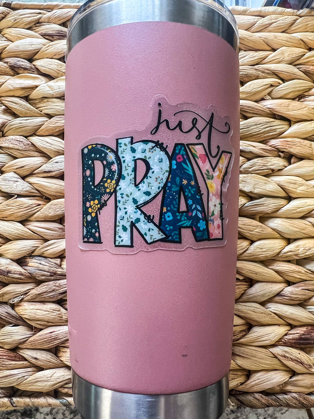Just Pray Christian, Clear Vinyl , Sticker, 3 in.