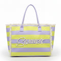 Striped Fringe Trim Summer Print Tote Bag