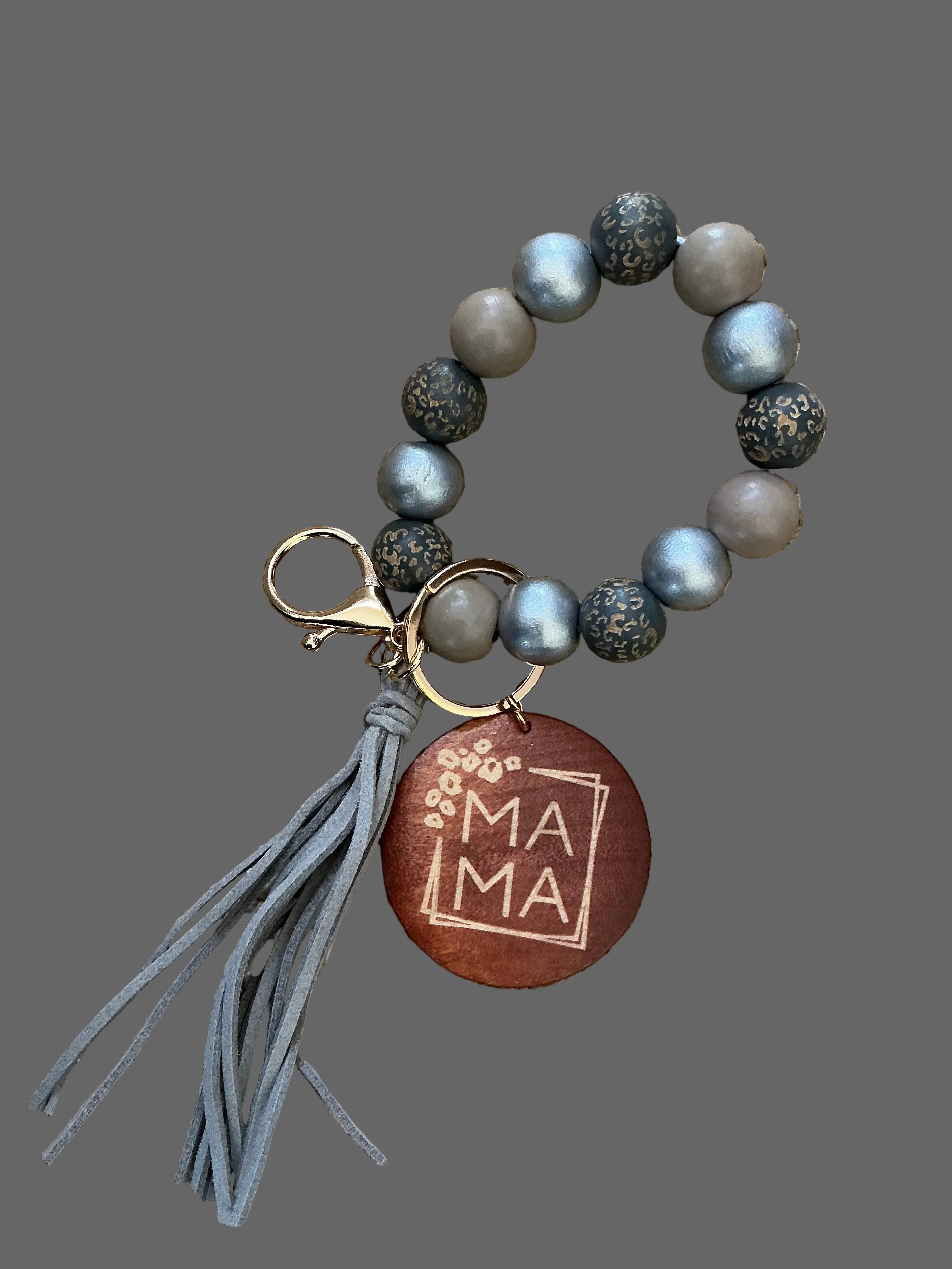 Wooden Beads Beaded Keychain Car Keychain Stylish Key Strings Engraved with MAMA Wooden Plaque