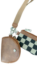 Versatile Checkered Women's Wrist Bag - Compact Minimalist Coin Purse