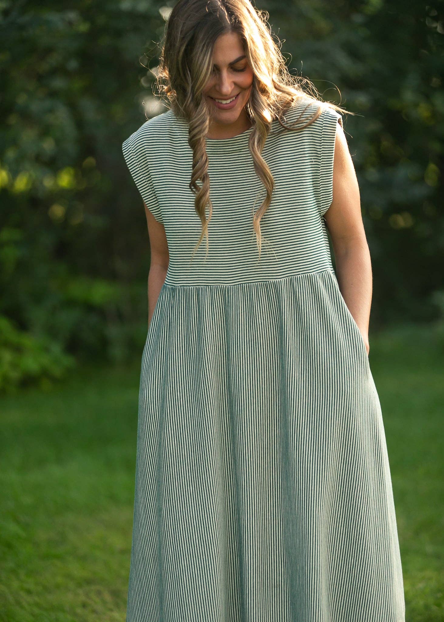 Olivia A-line Striped Midi Dress