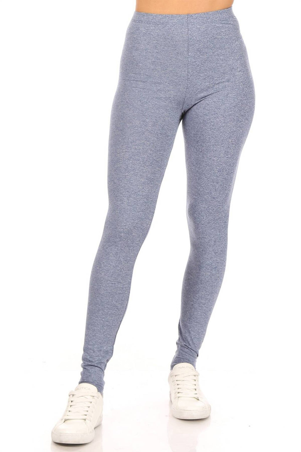 Women's Casual Solid Full Length Leggings Elastic Waistband