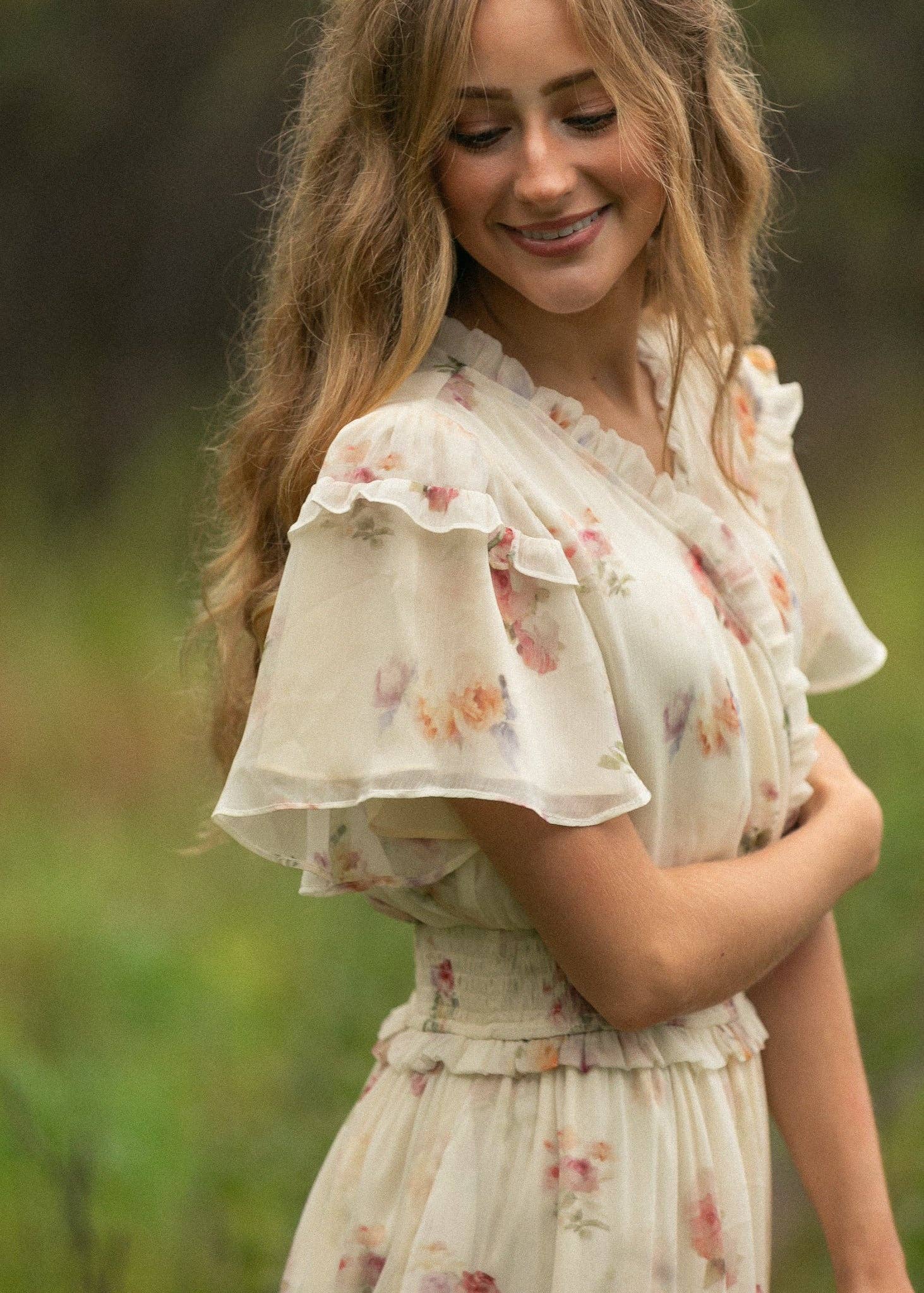 Eden Cream Floral Maxi Dress