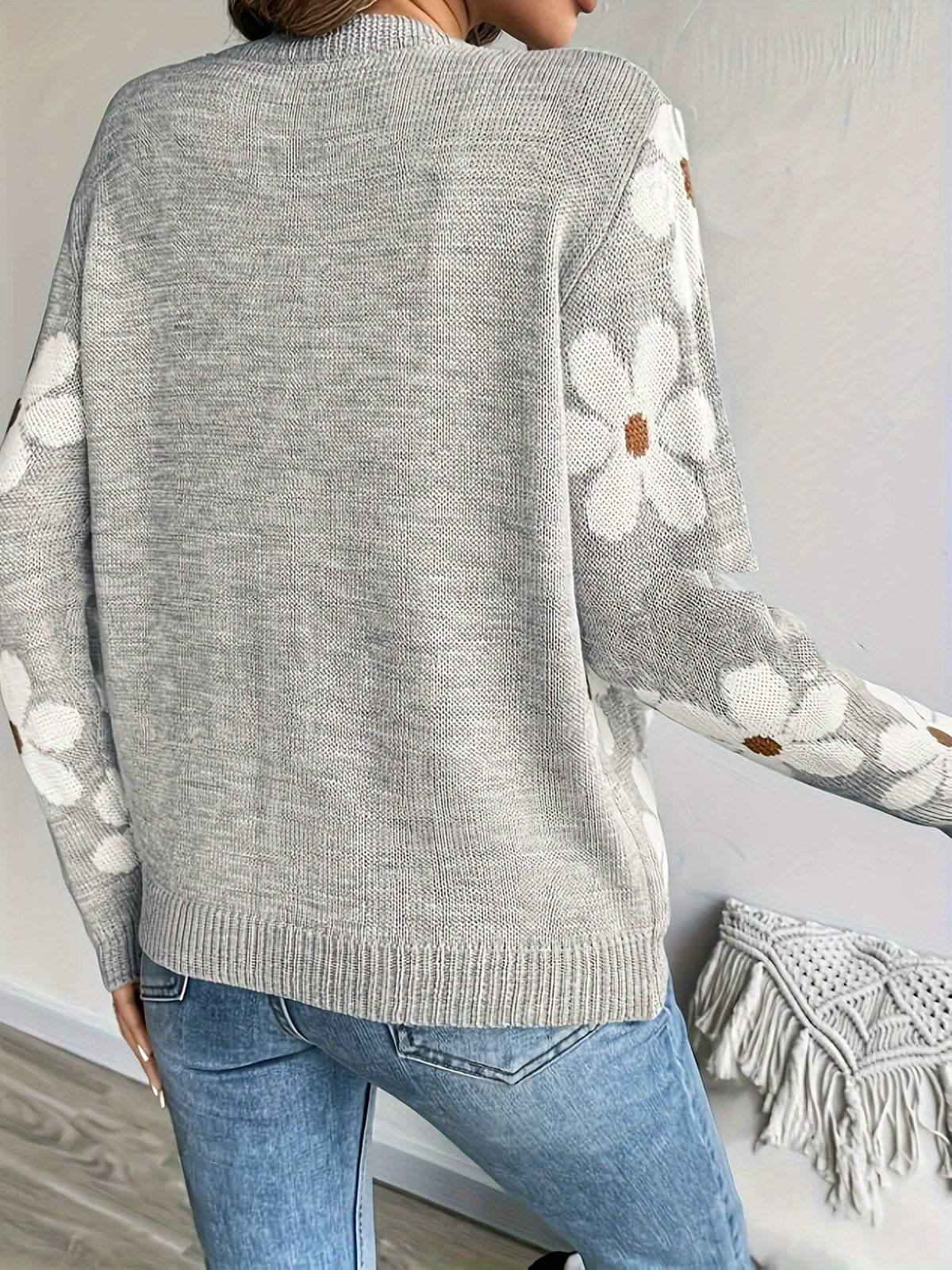 V-neck Cardigan Jacquard Sweater