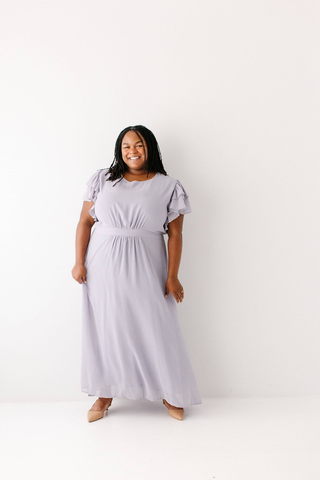 'Valencia' Flutter Sleeve Maxi Dress