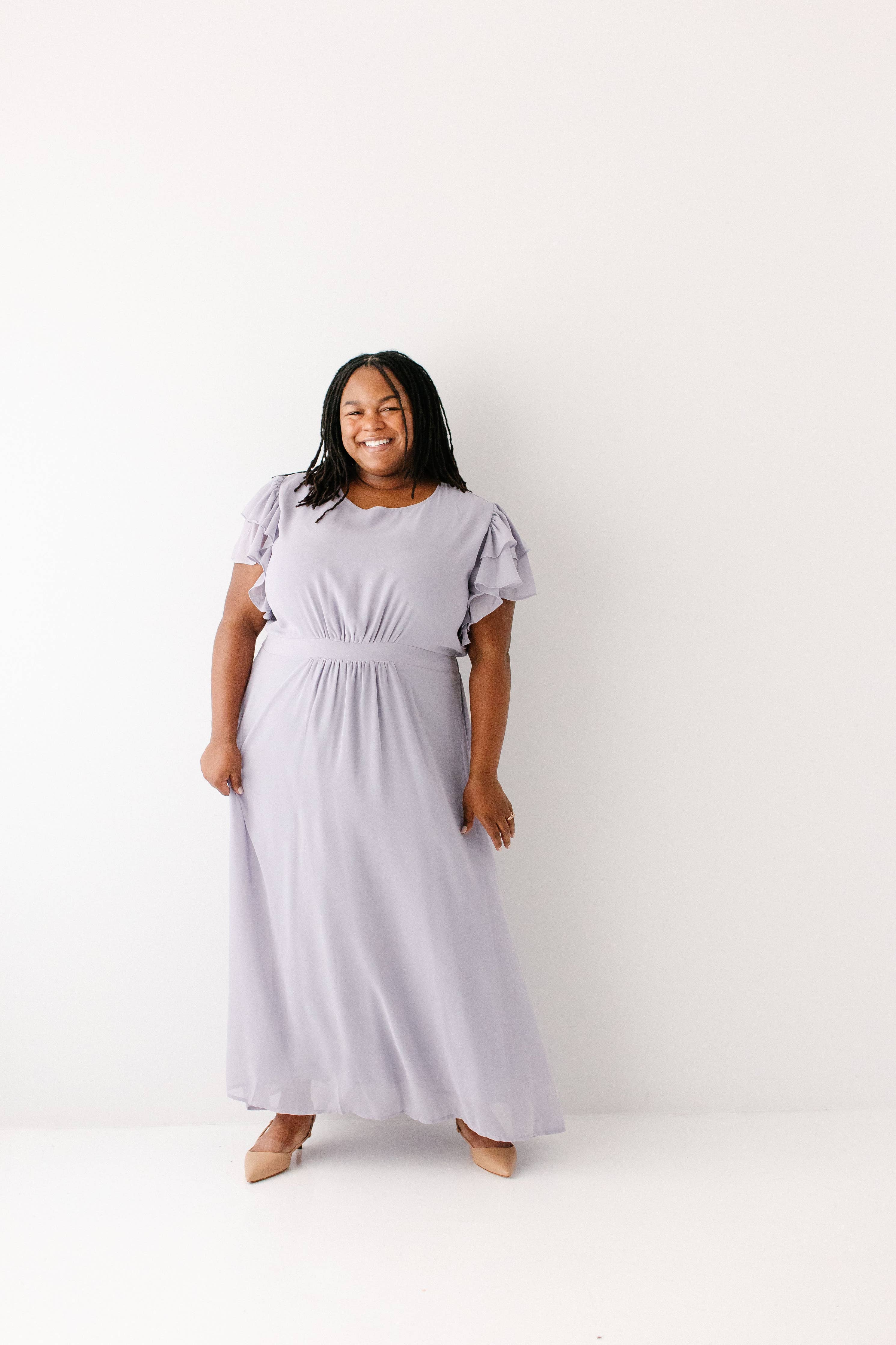 'Valencia' Flutter Sleeve Maxi Dress