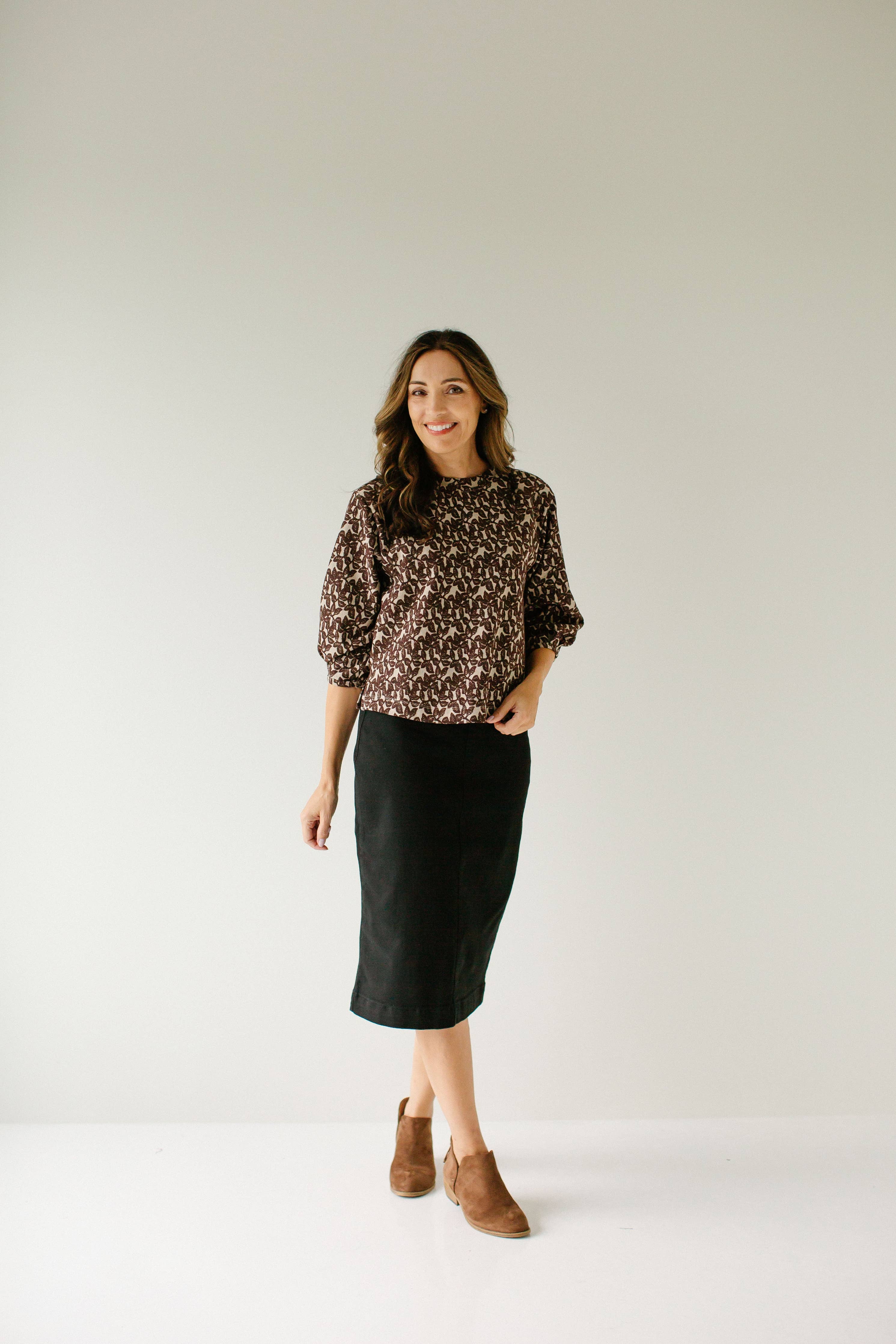 'Sara' Stretch Denim Skirt in Black