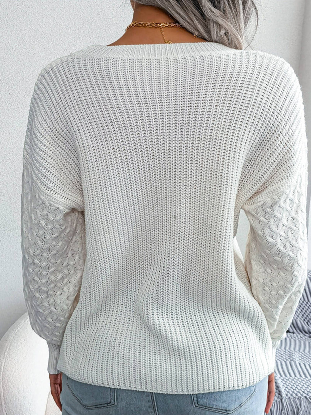 Leisure Lantern Long Sleeved Knitted Sweater