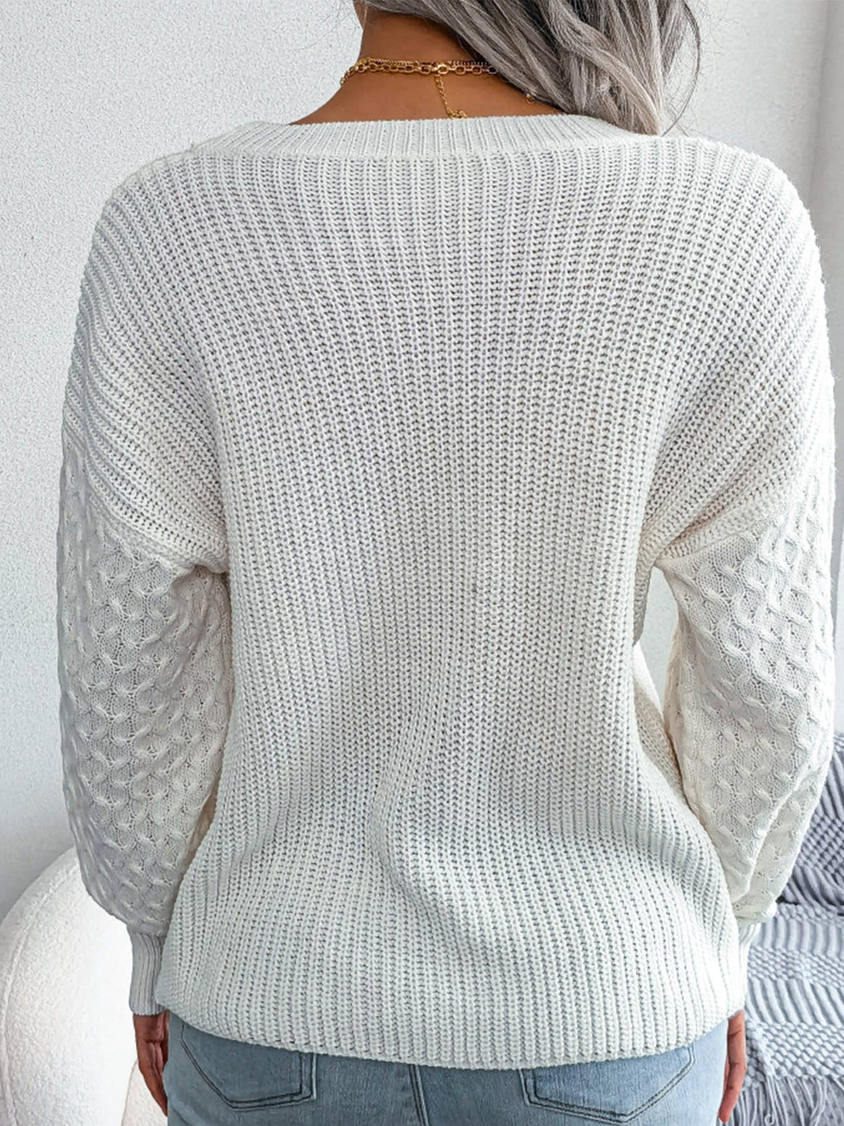 Leisure Lantern Long Sleeved Knitted Sweater