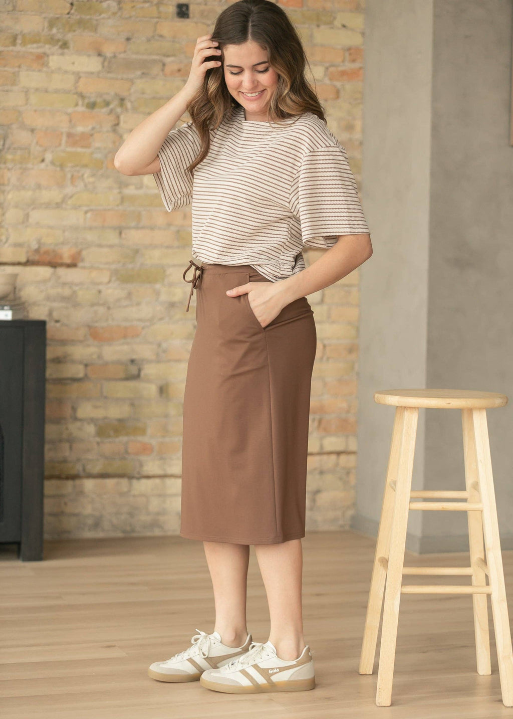 Jordan Chocolate Brown Midi Skirt