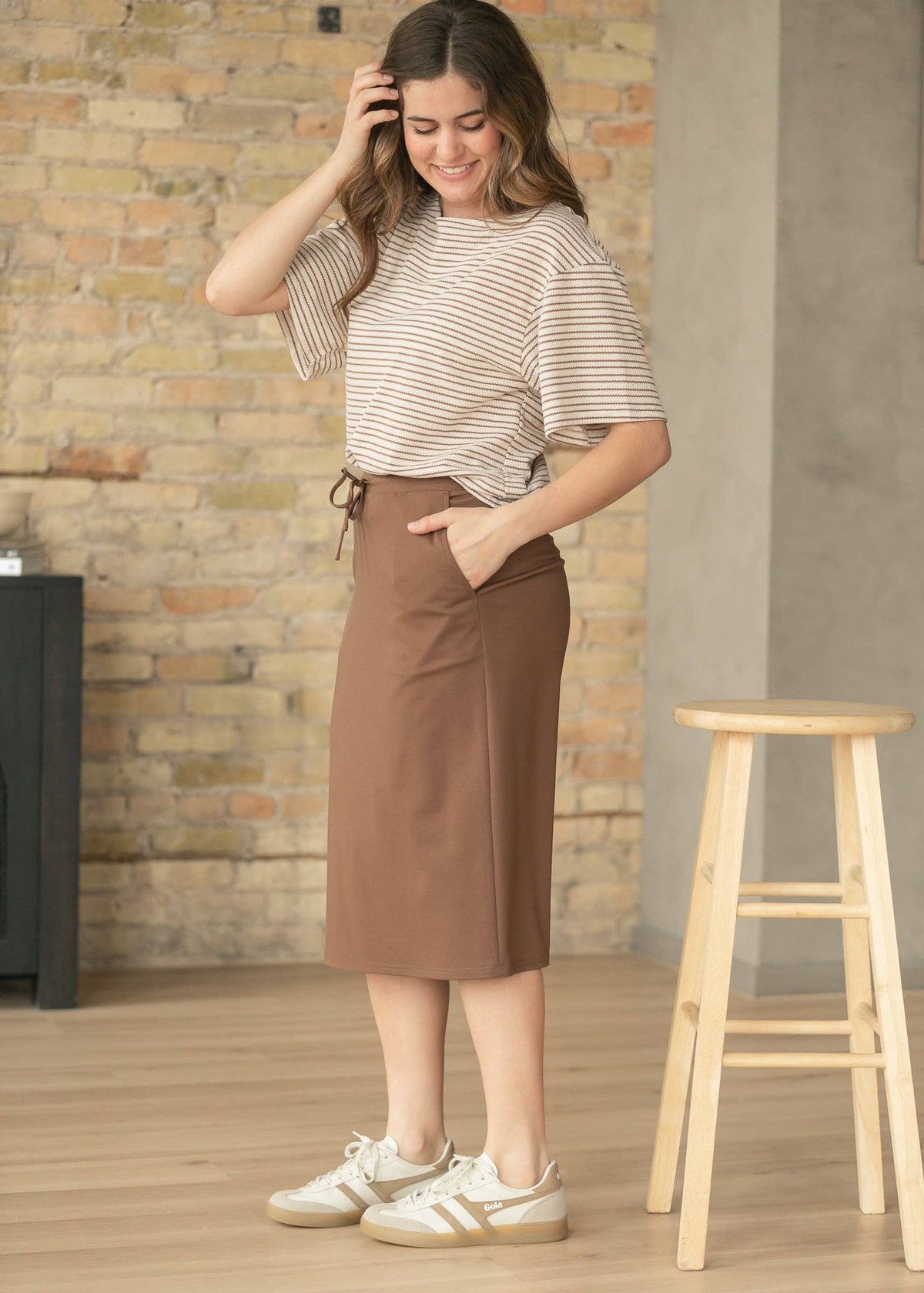 Jordan Chocolate Brown Midi Skirt
