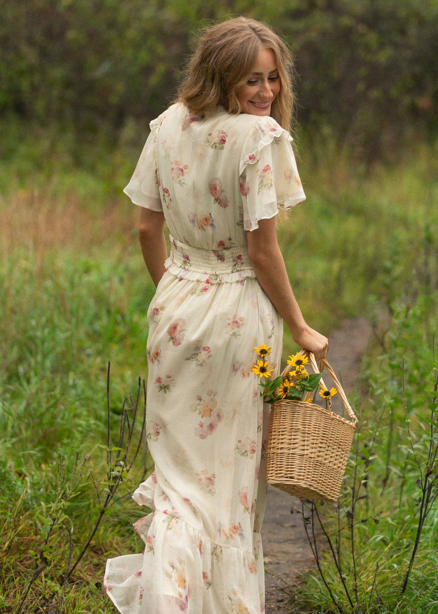 Eden Cream Floral Maxi Dress