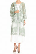 Embroidered Floral Butterfly Kimono Cover Up Cardigan