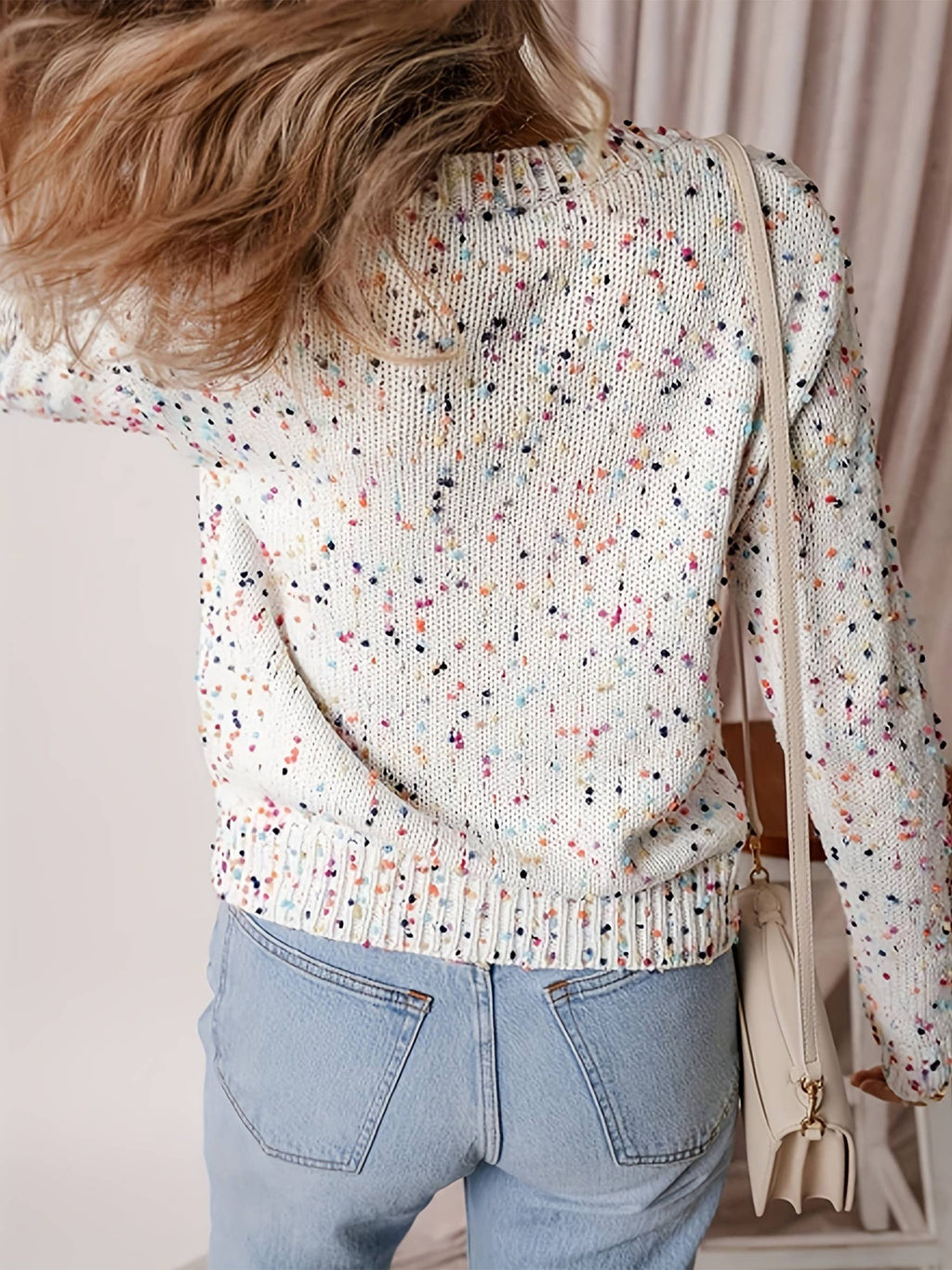 Colorful Polka Dot Spliced Pullover Sweater