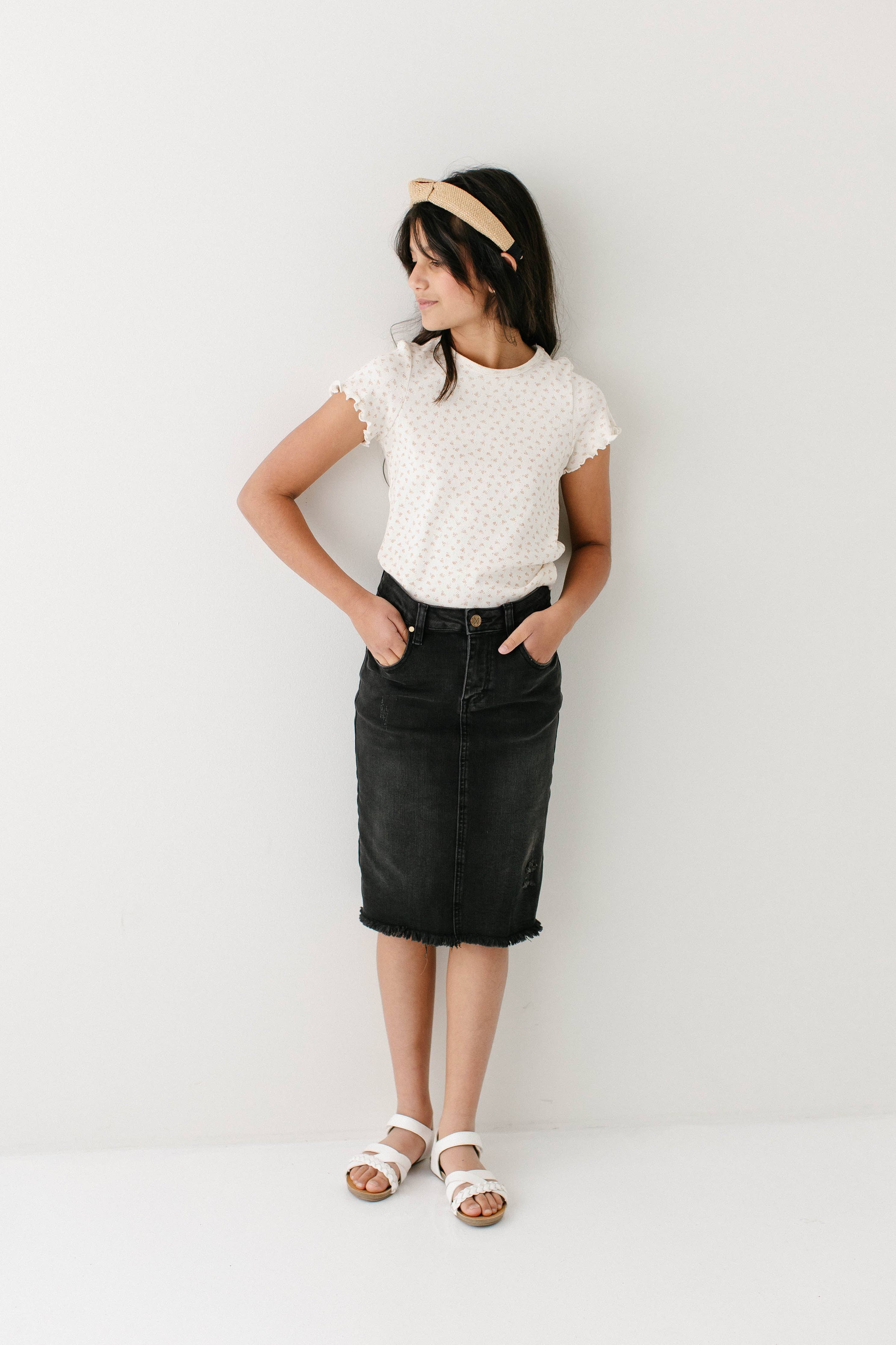 'Nala' Girl Distressed Denim Skirt