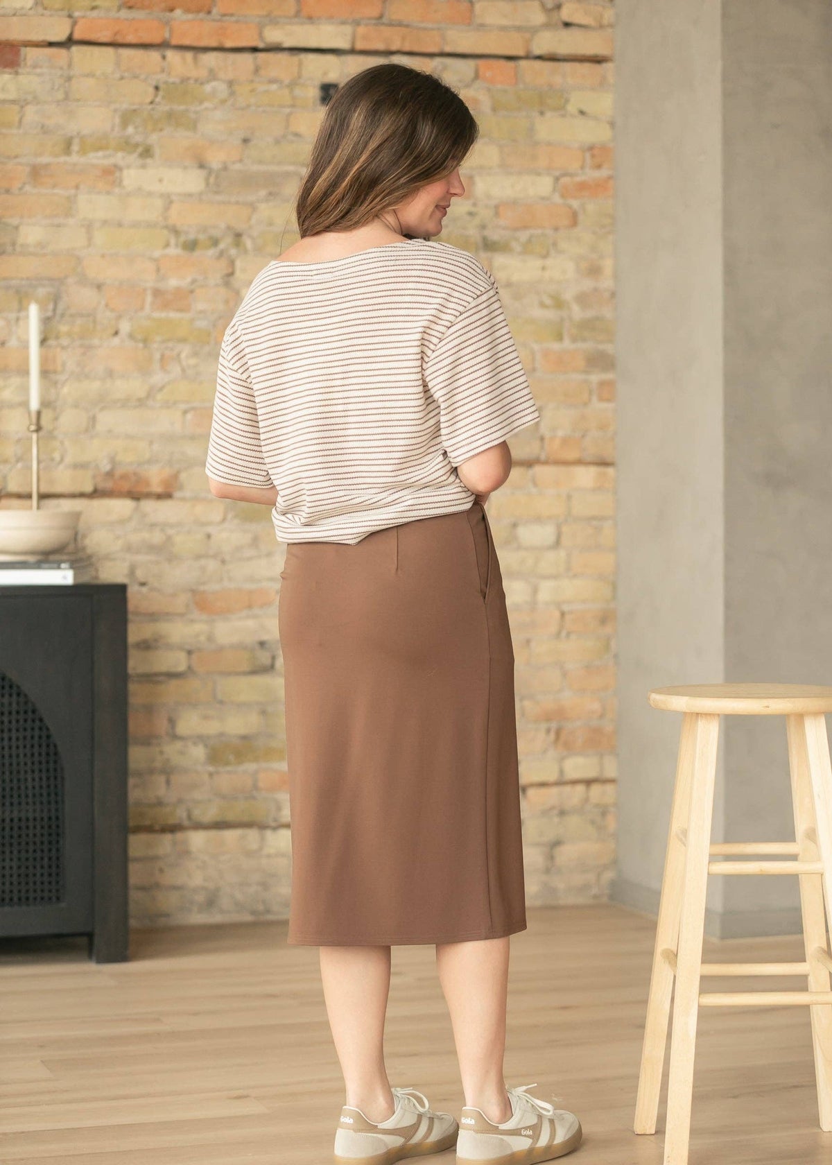 Jordan Chocolate Brown Midi Skirt