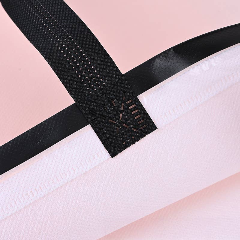 50pcs, 3 Sizes Light Pink w/ Black Border Non-woven Gift Bag