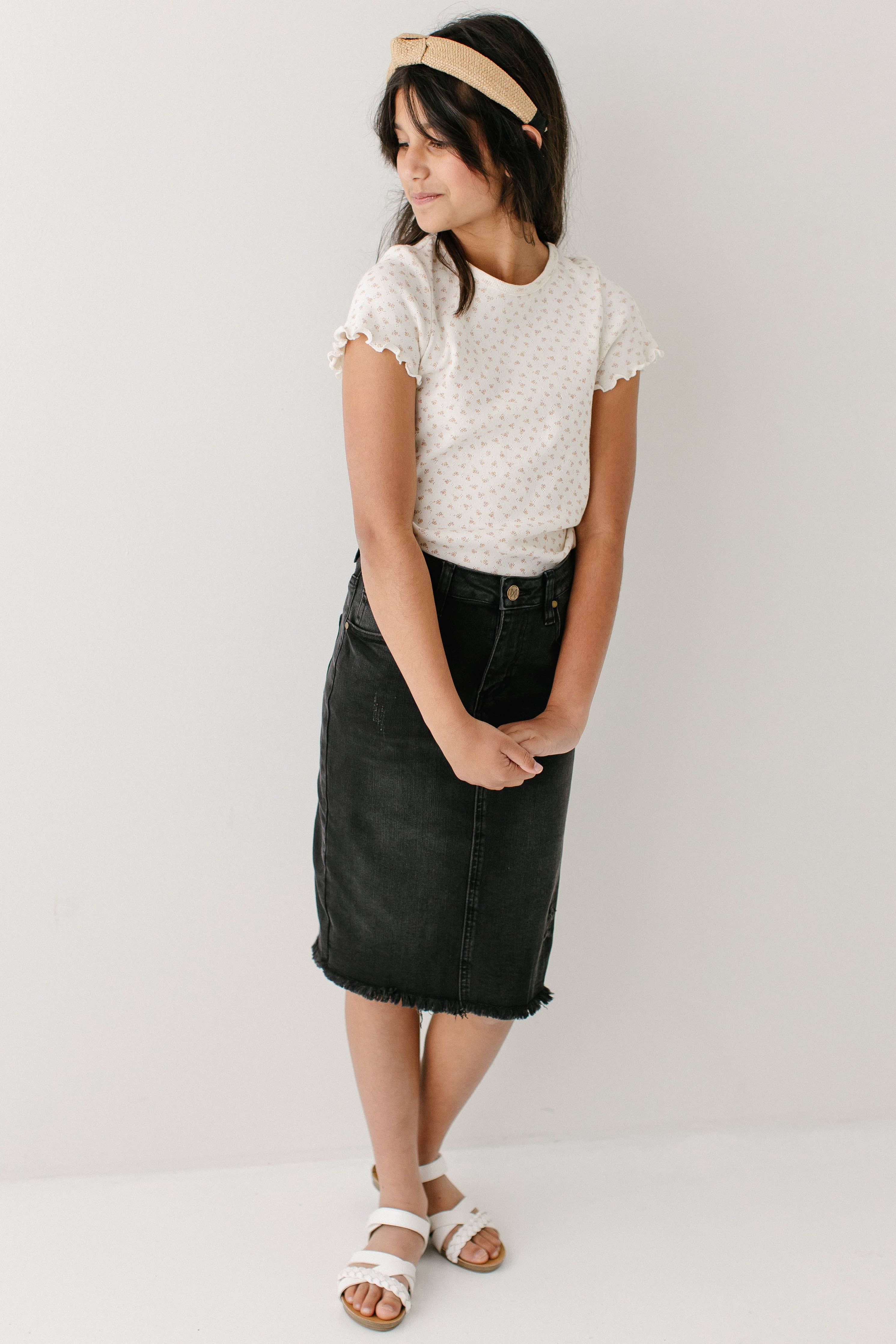 'Nala' Girl Distressed Denim Skirt