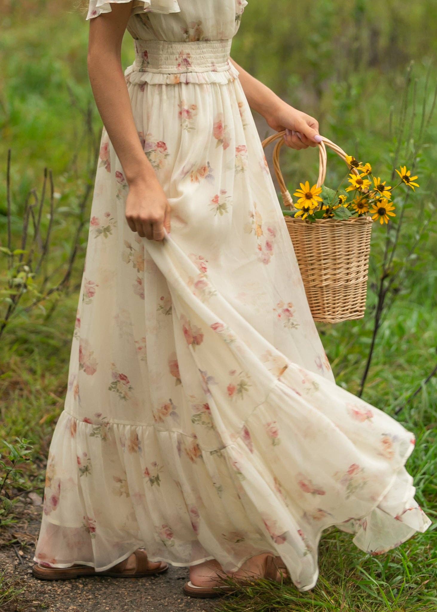 Eden Cream Floral Maxi Dress