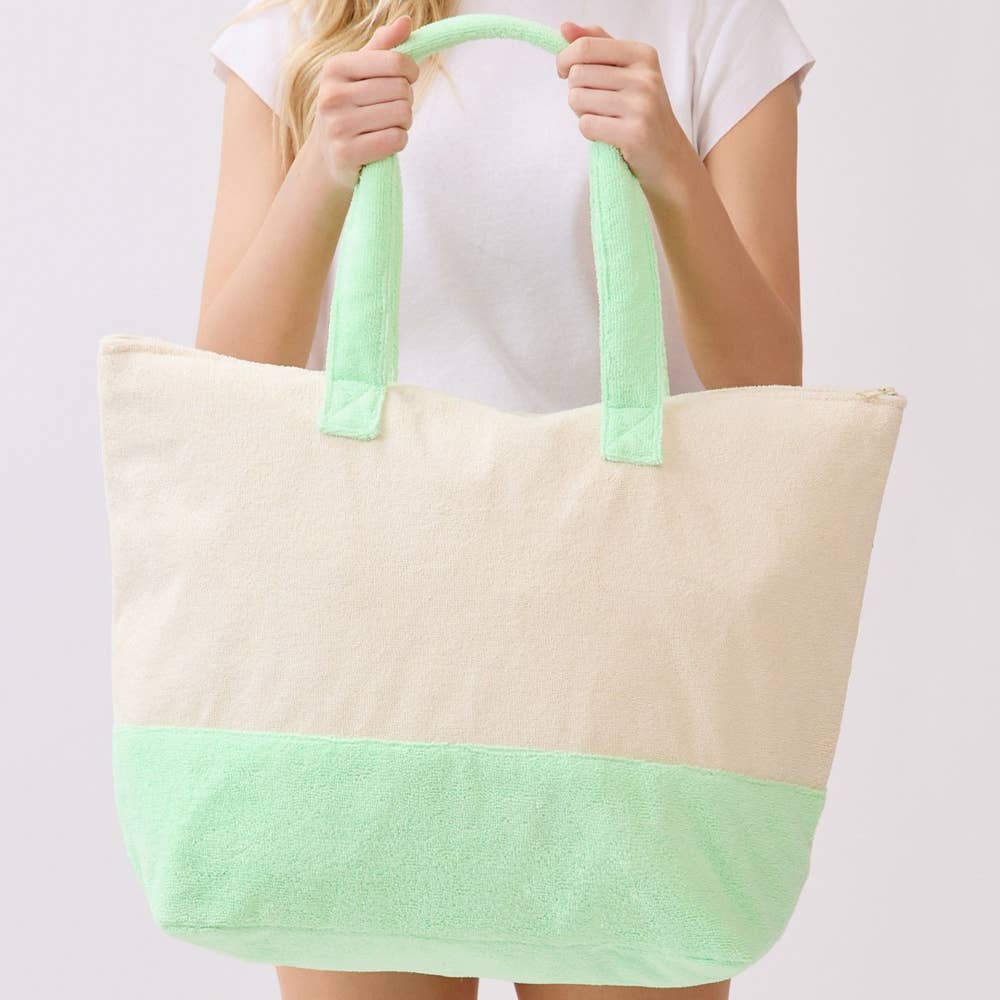 Hello Summer Pineapple Print Terry Tote Bag