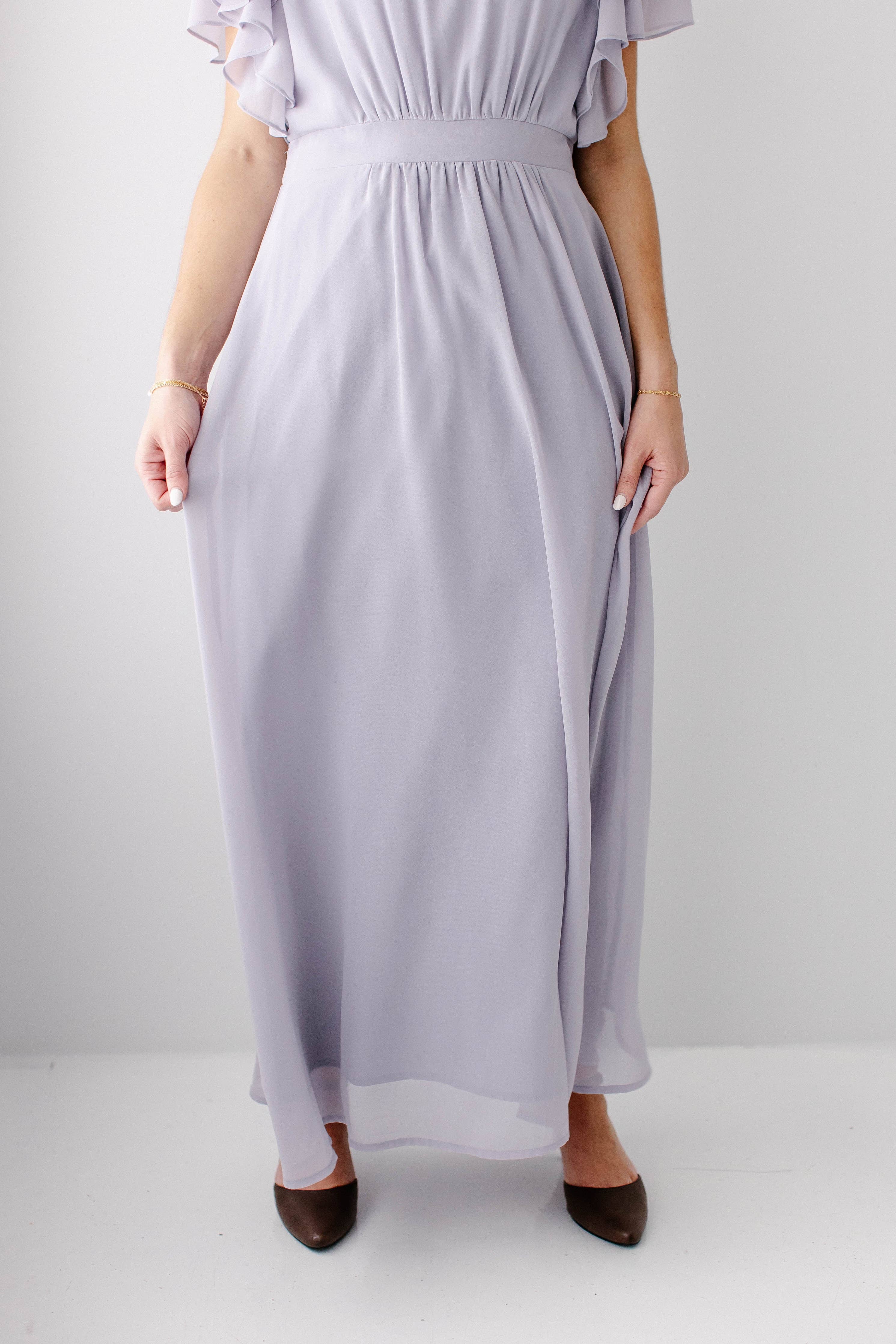 'Valencia' Flutter Sleeve Maxi Dress