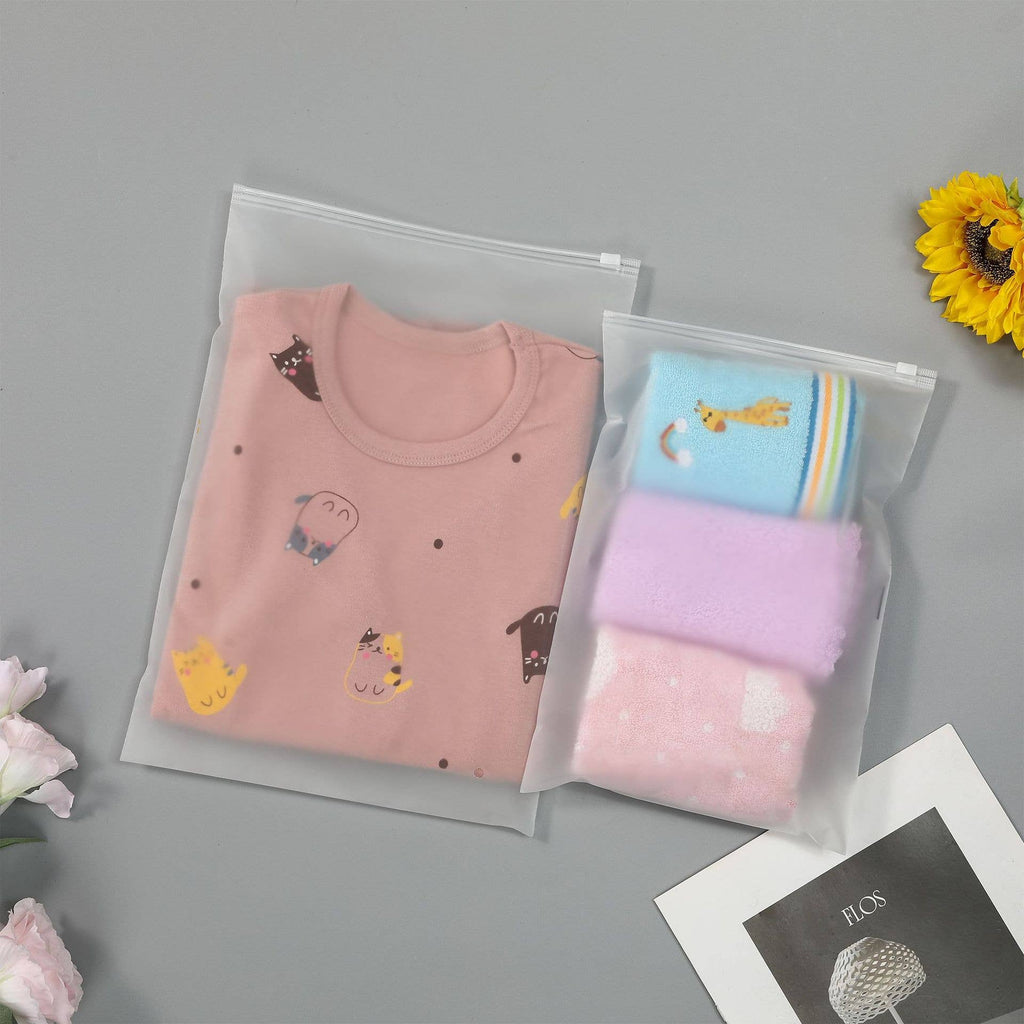 50pcs, 6 sizes Frosted Transparent clothing zipper poly bag