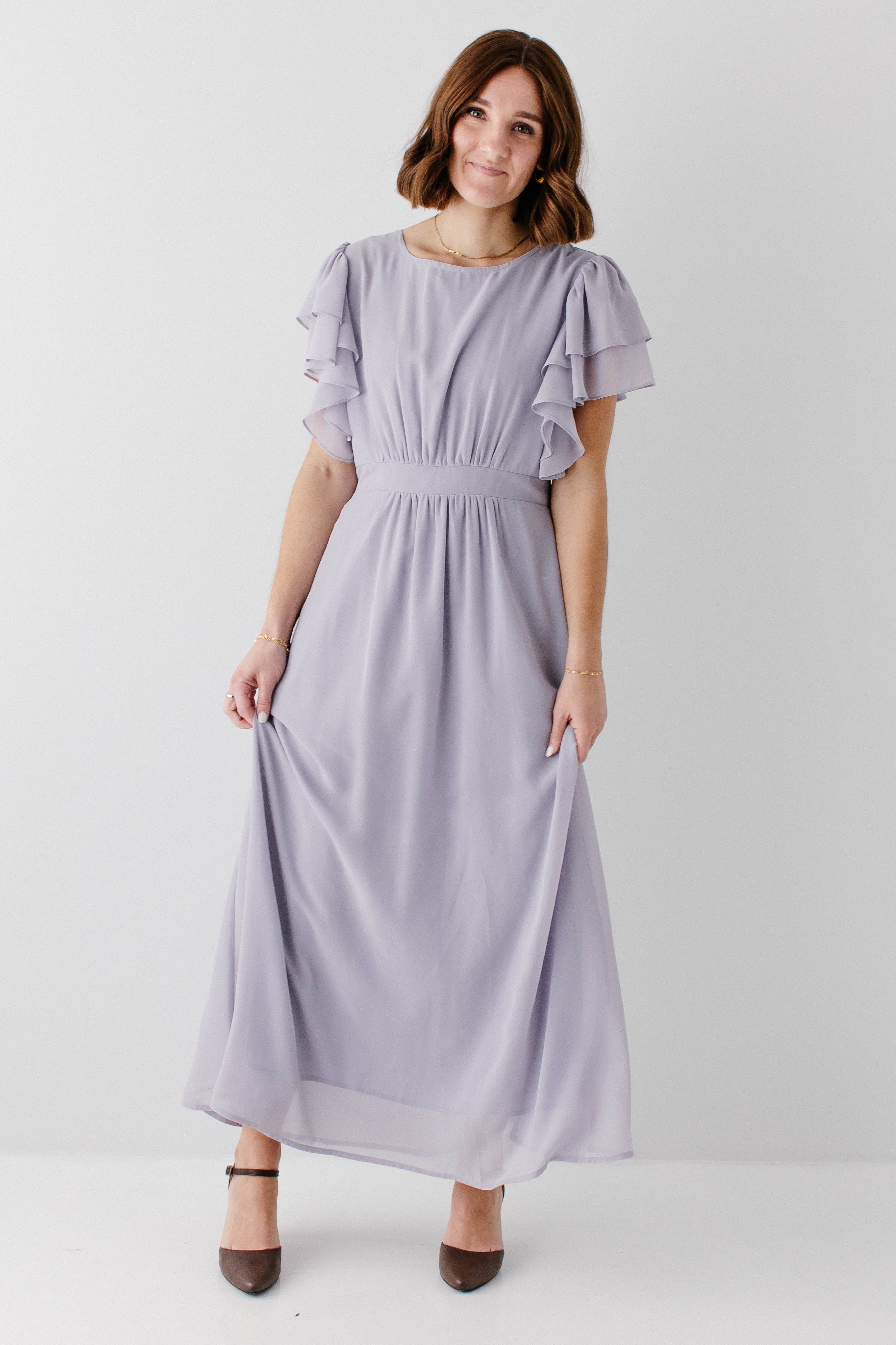 'Valencia' Flutter Sleeve Maxi Dress