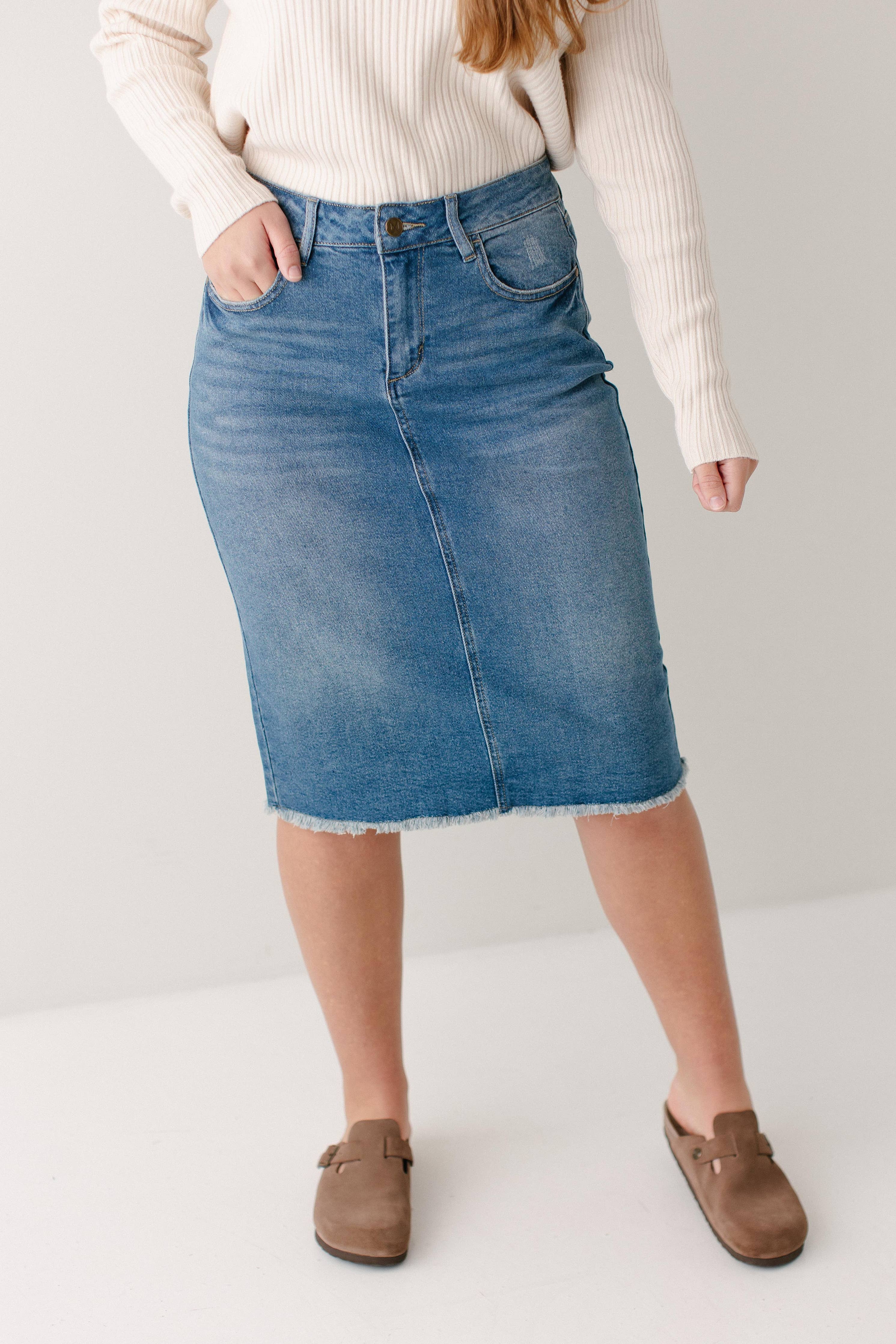 'Nala' Distressed Denim Skirt
