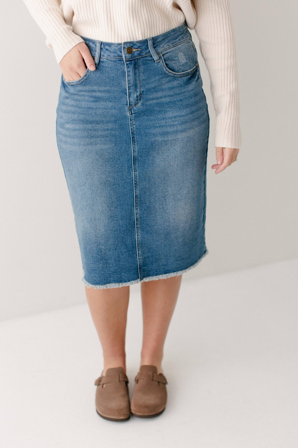 'Nala' Distressed Denim Skirt