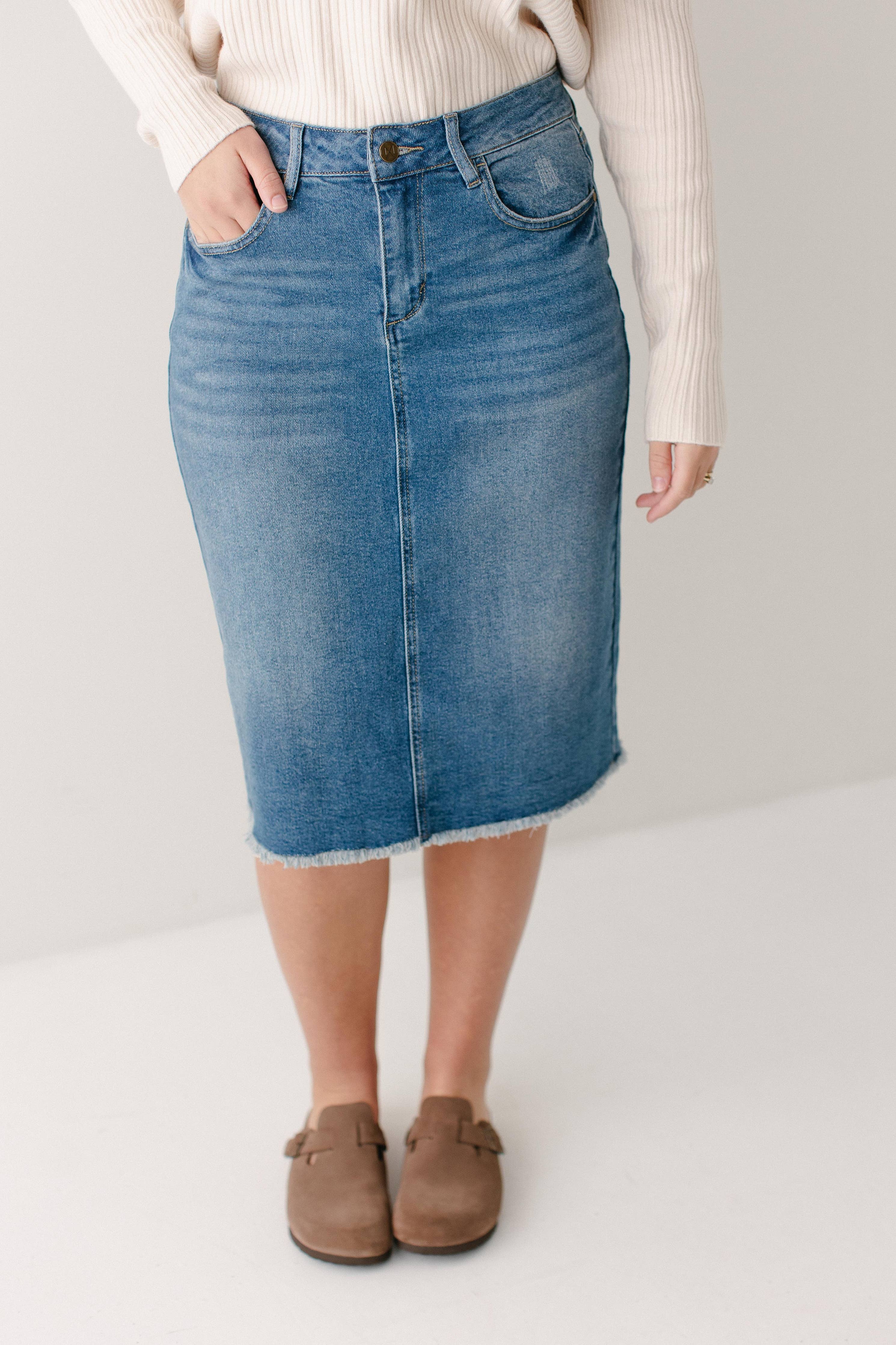 'Nala' Distressed Denim Skirt