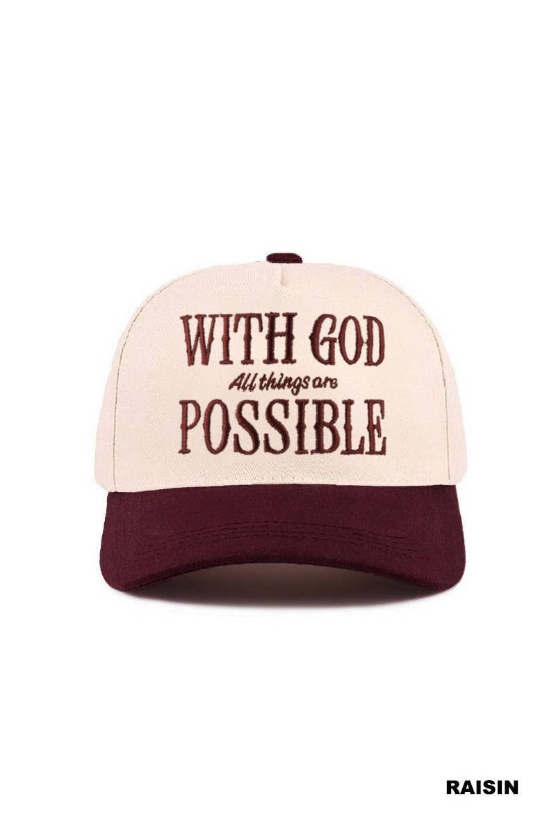 With God All Things Are Possible Two Tone Cotton Hat