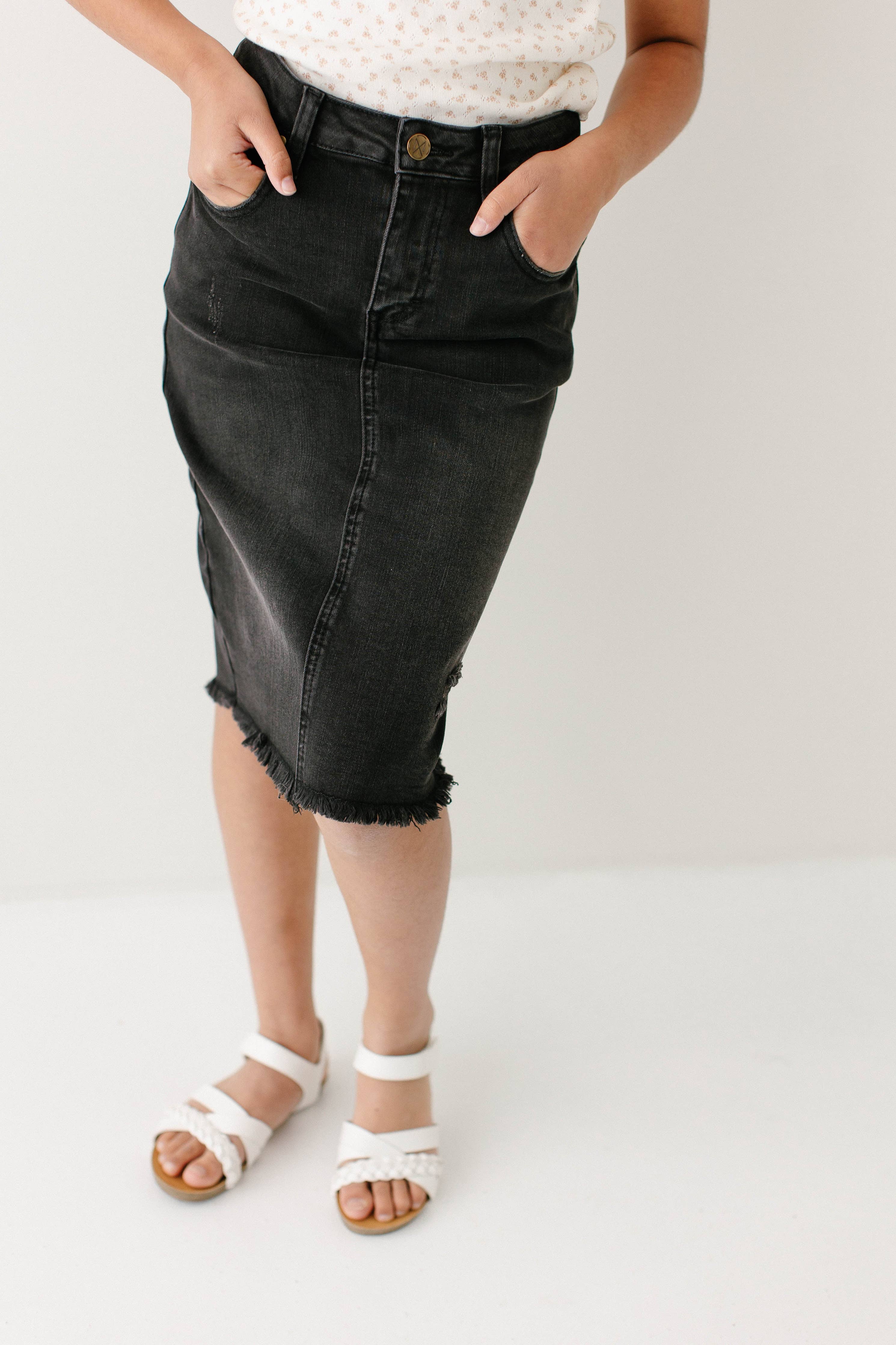 'Nala' Girl Distressed Denim Skirt