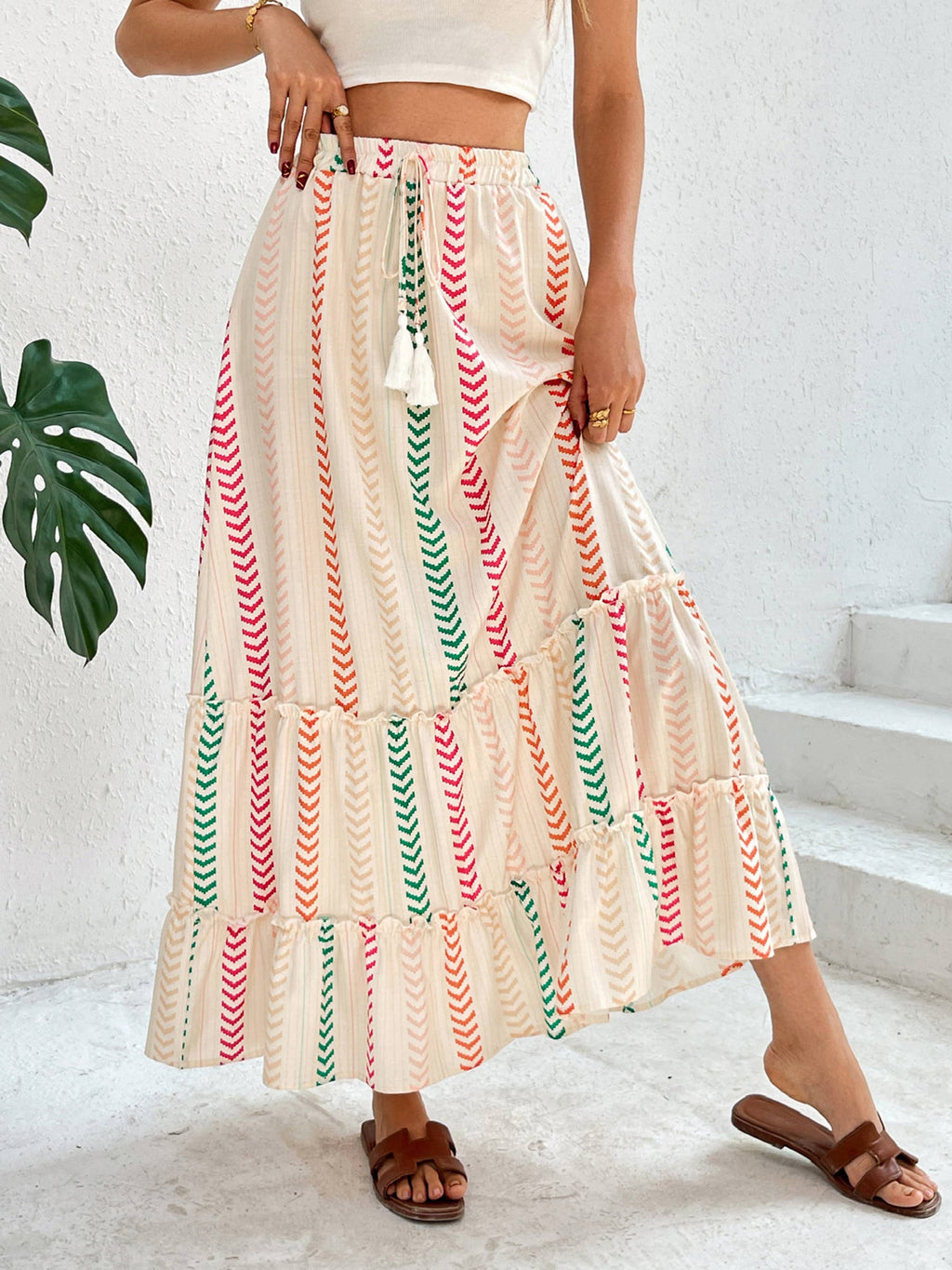 Contrasting Printed Skirt