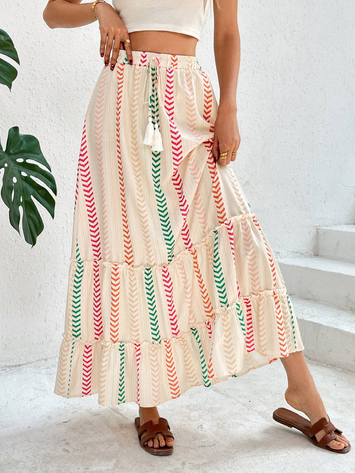 Contrasting Printed Skirt