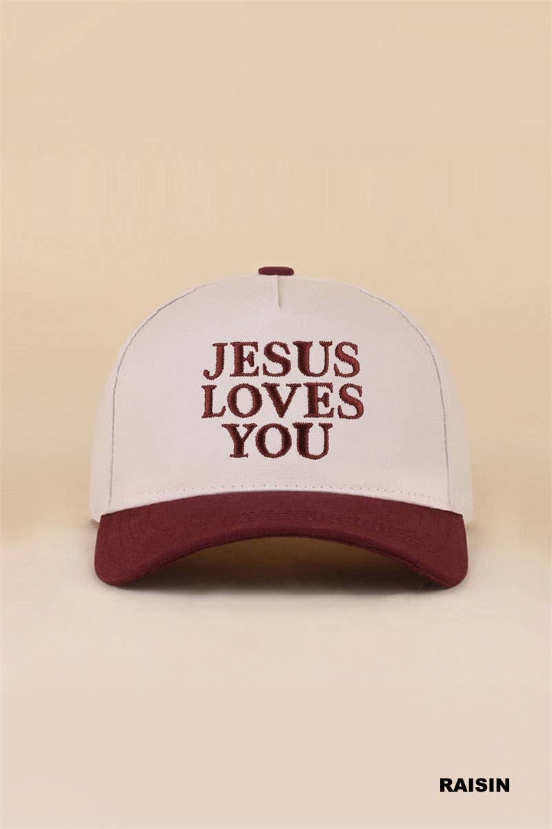 Jesus Loves You Two Tone Cotton Hat