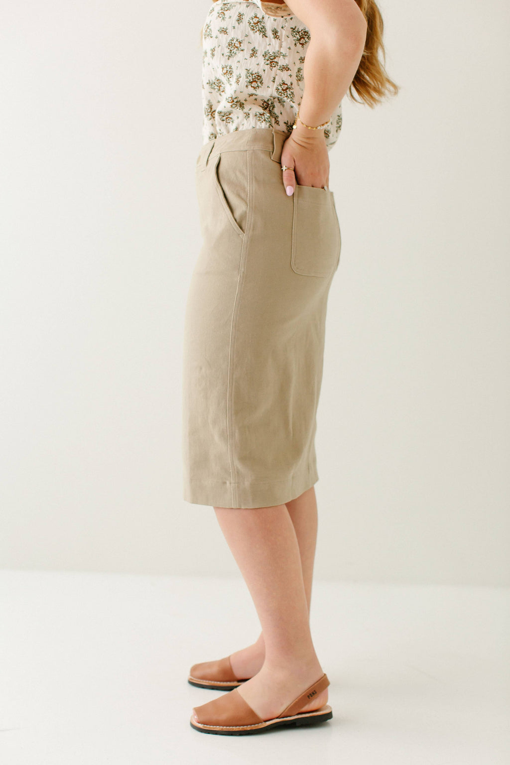 'Adrian' Classic Denim Midi Skirt FINAL SALE