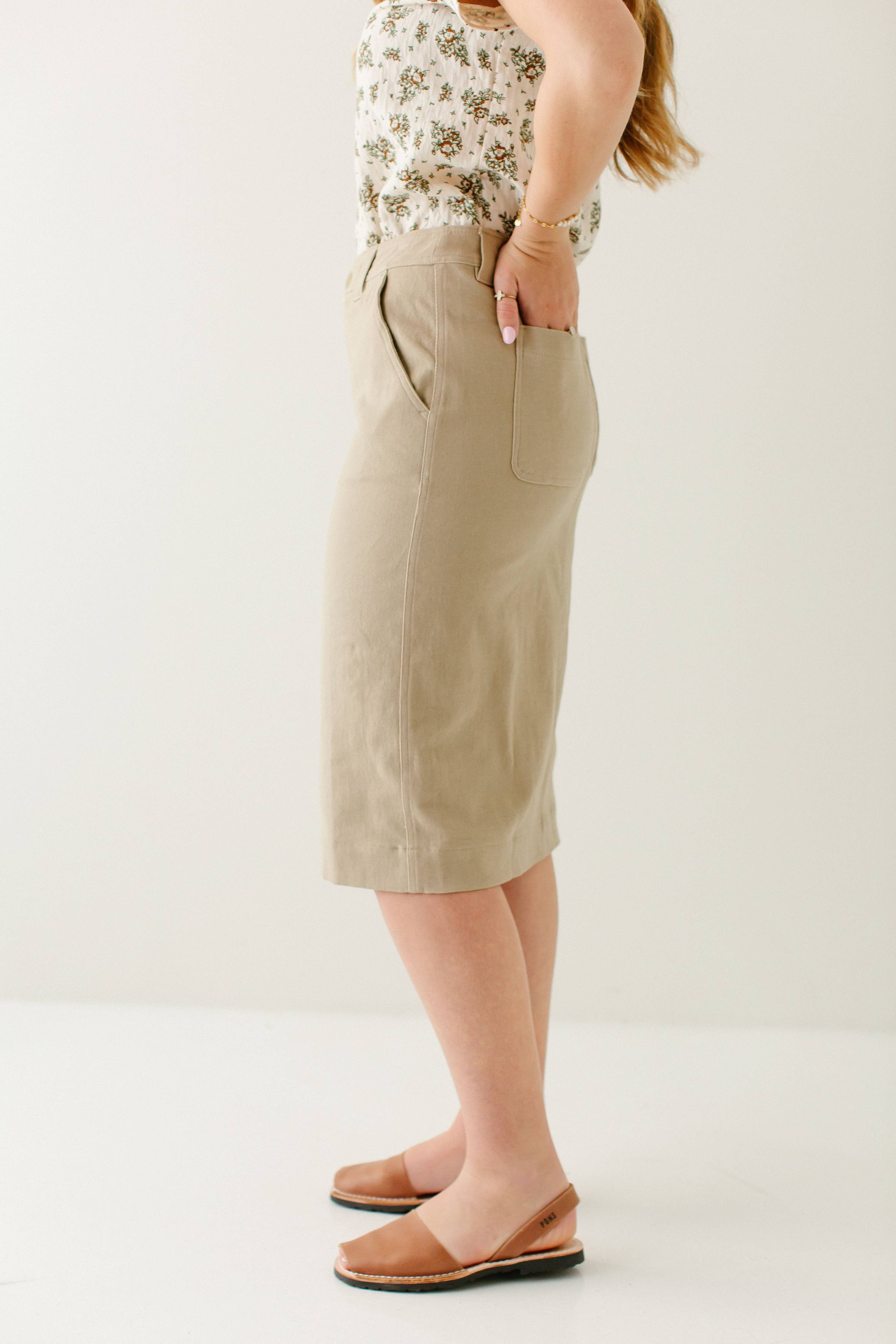 'Adrian' Classic Denim Midi Skirt FINAL SALE