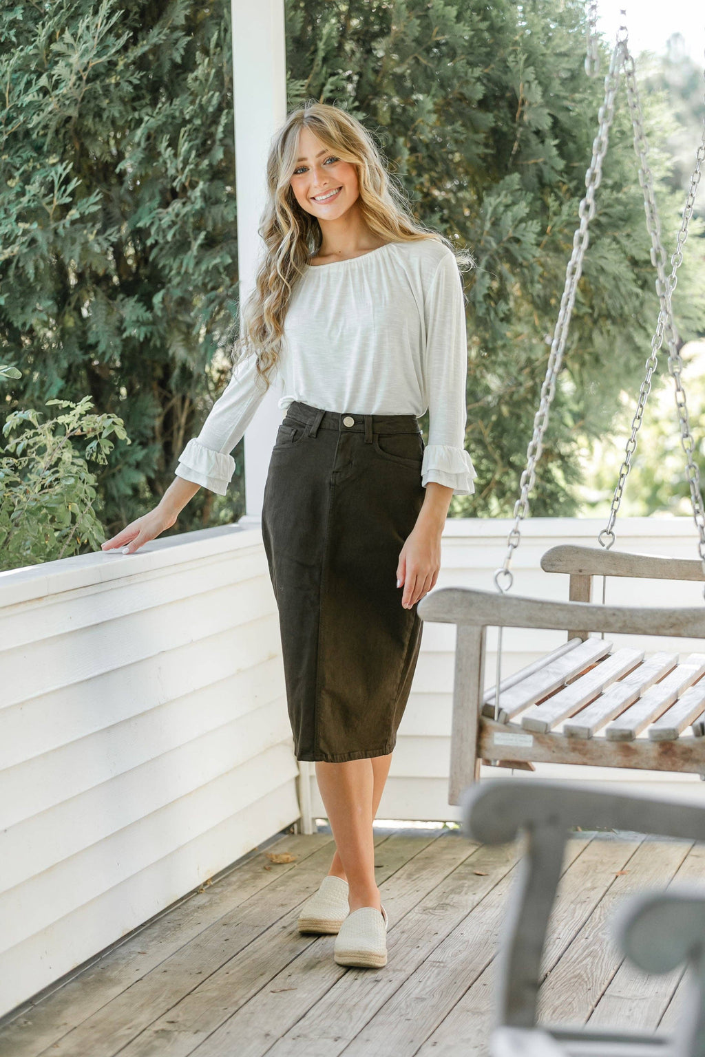 Remi Cafe Brown Midi Skirt