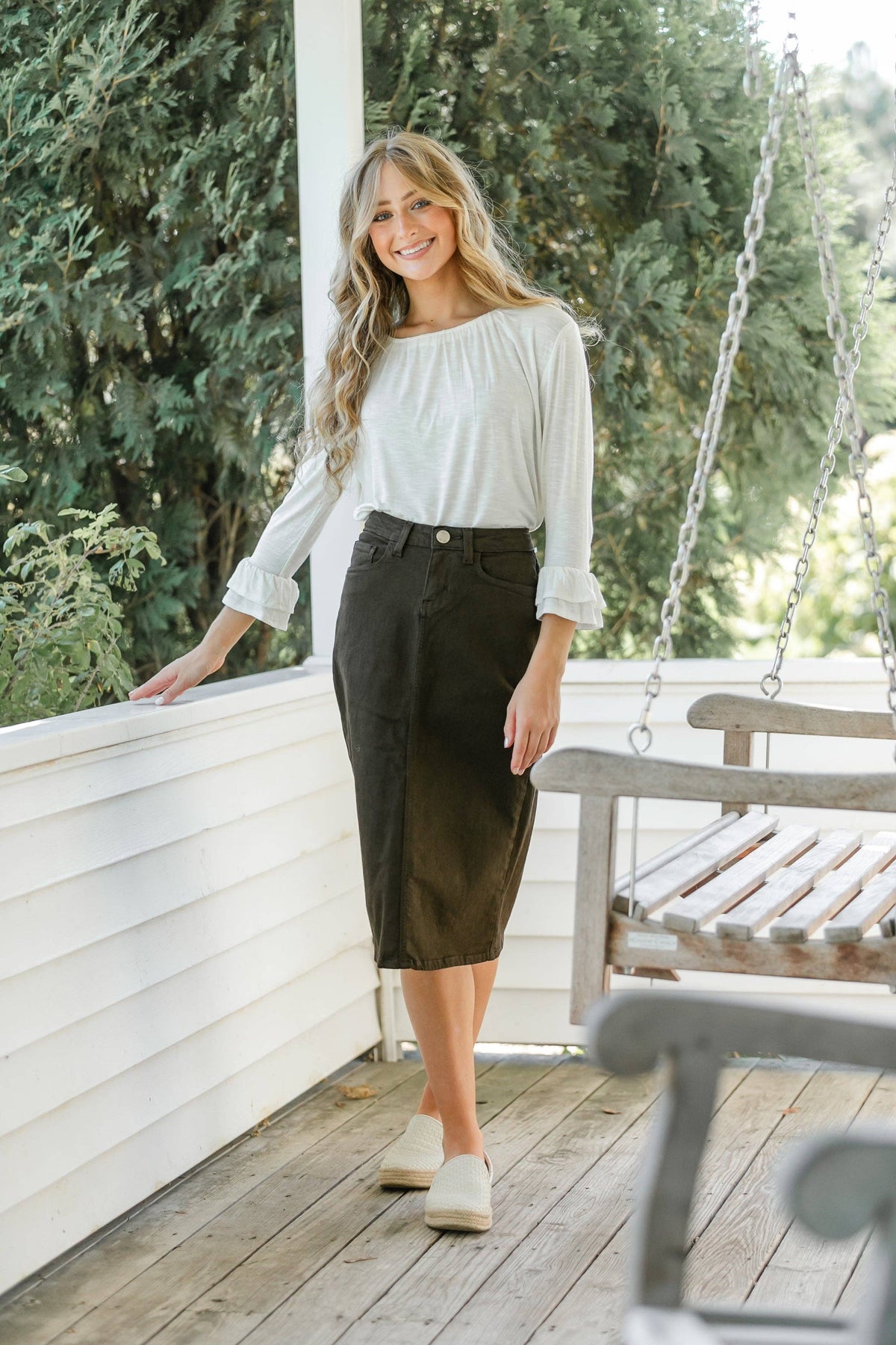 Remi Cafe Brown Midi Skirt