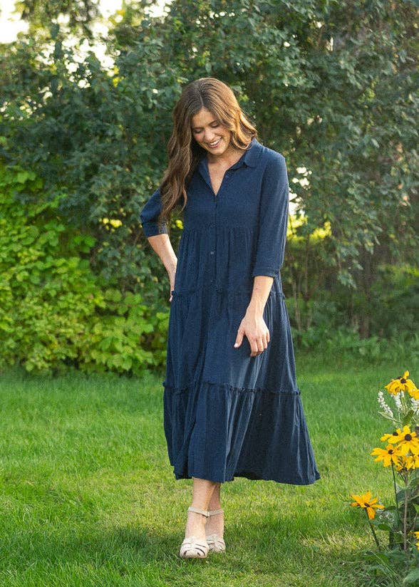 Elsie Button Front Midi Dress