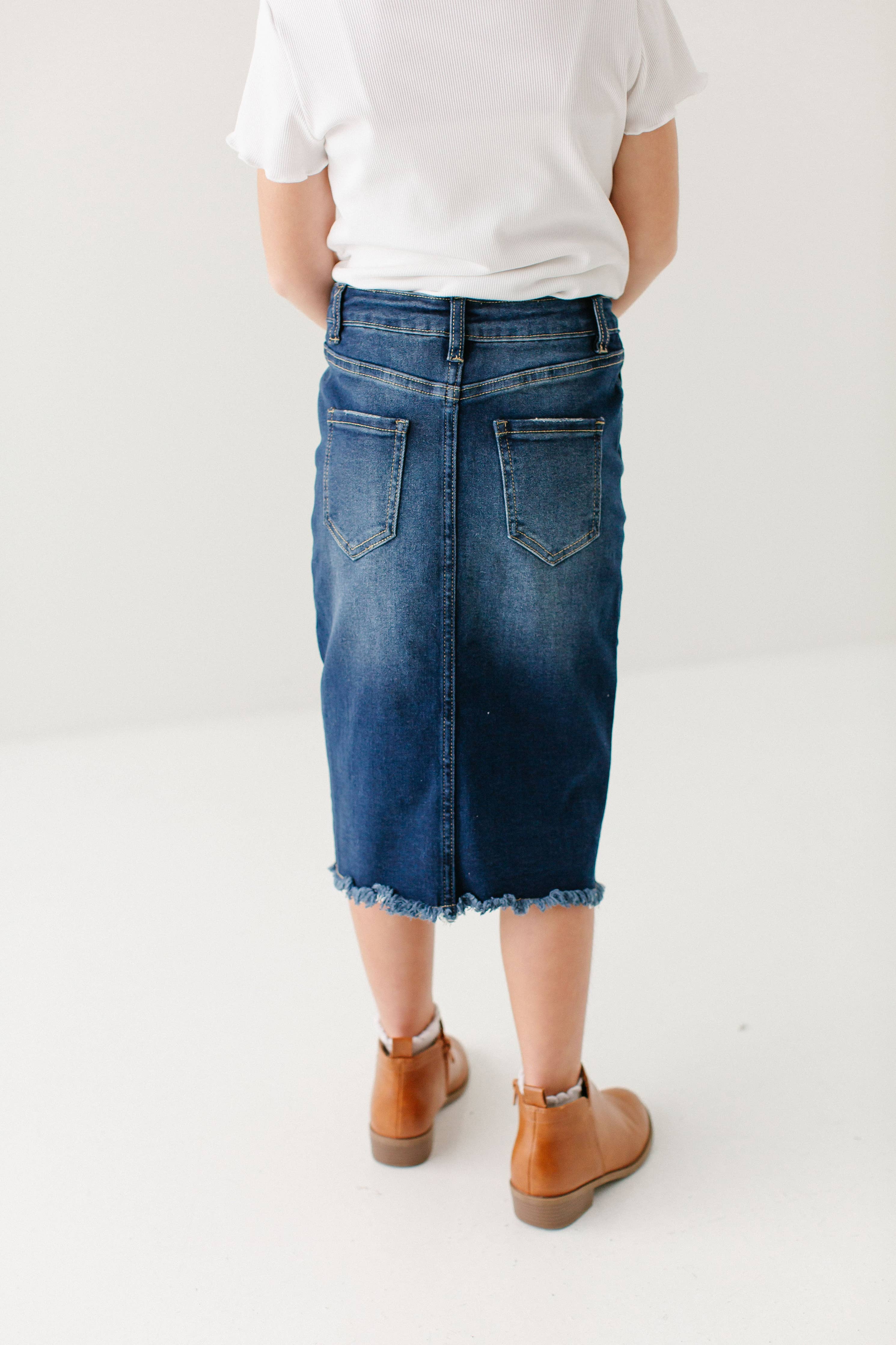 'Nala' Girl Distressed Denim Skirt