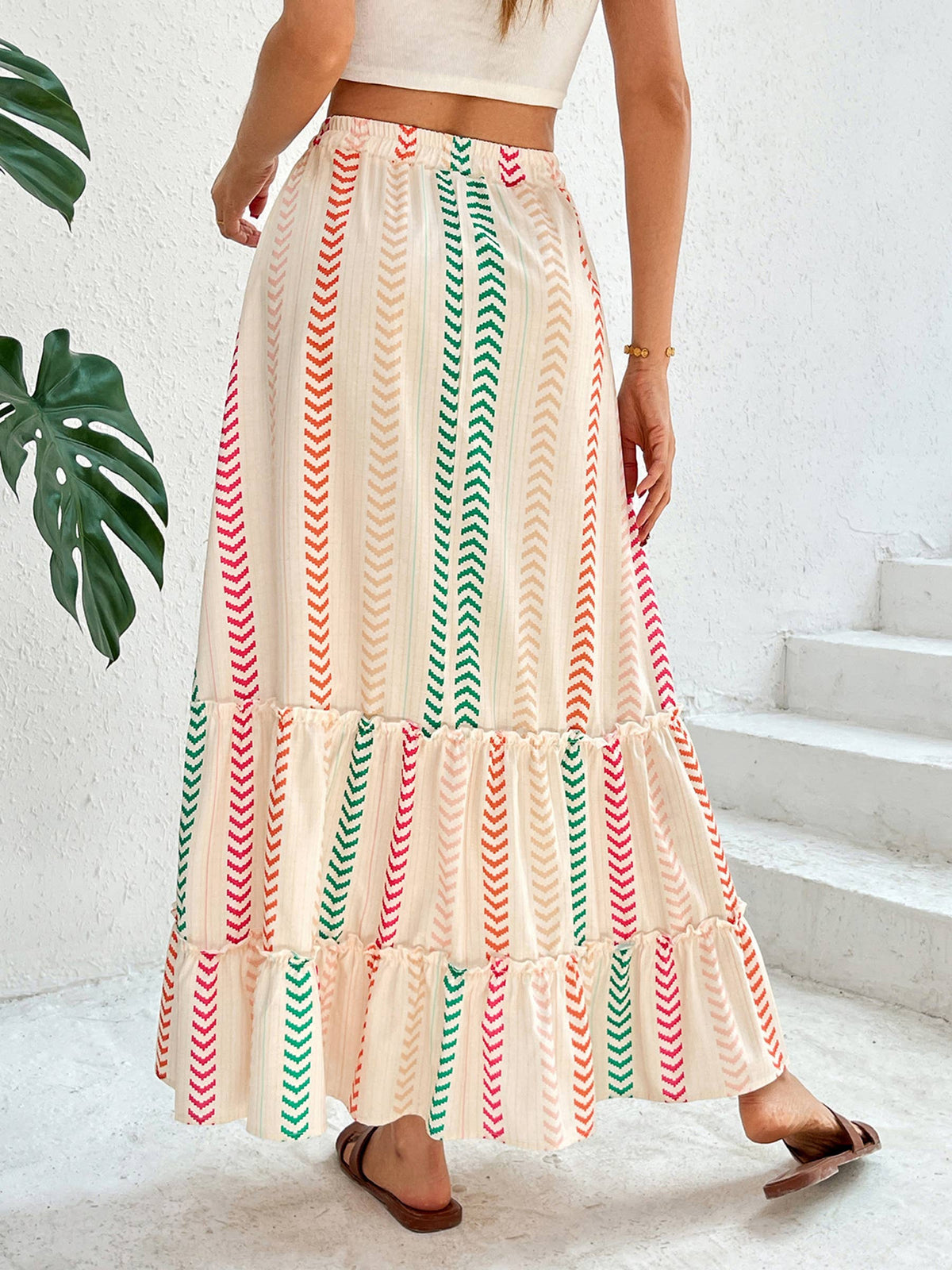 Contrasting Printed Skirt