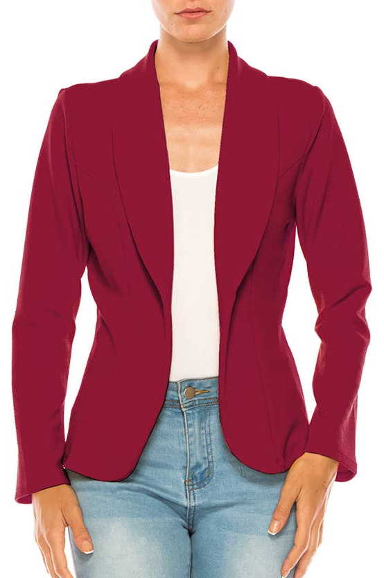 Women's Casual Solid Long Sleeve Fitted Blazer Jacket