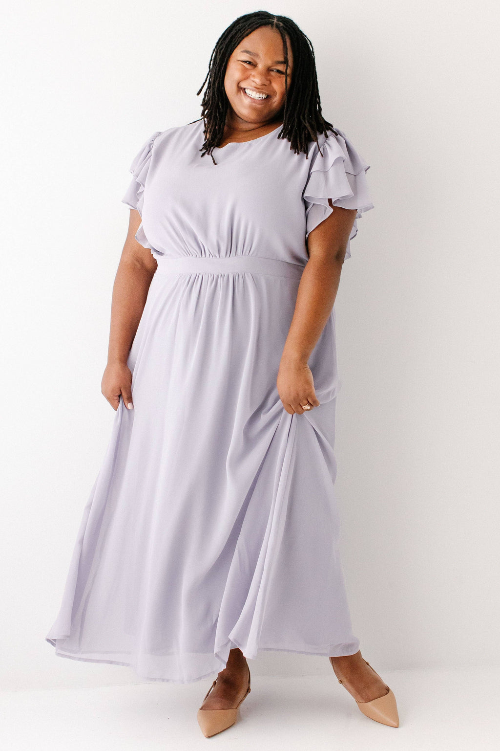 'Valencia' Flutter Sleeve Maxi Dress