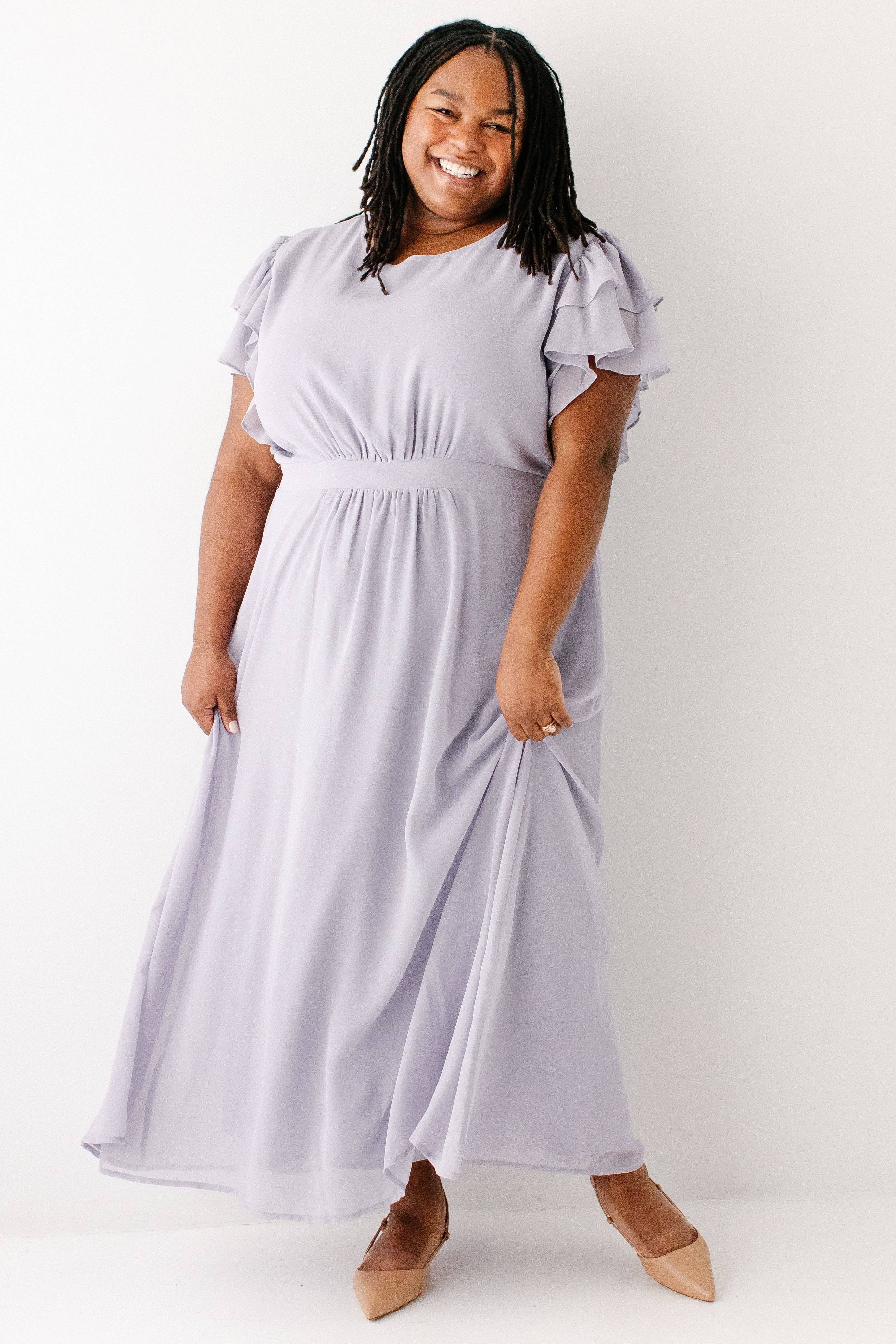 'Valencia' Flutter Sleeve Maxi Dress